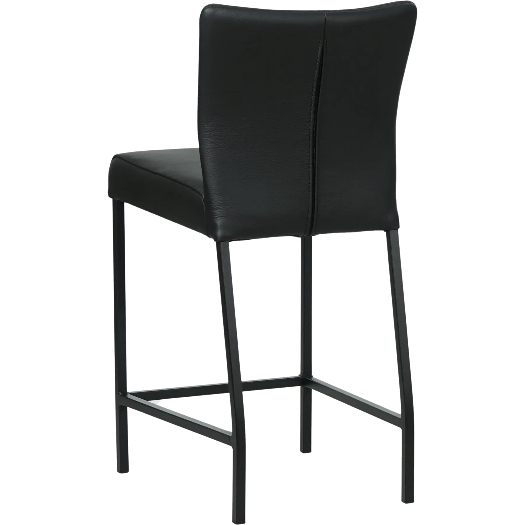 afbeelding van Leren barkruk Revolt laag - Toledo Nero (zwart) - Poten staal vierkant zwart