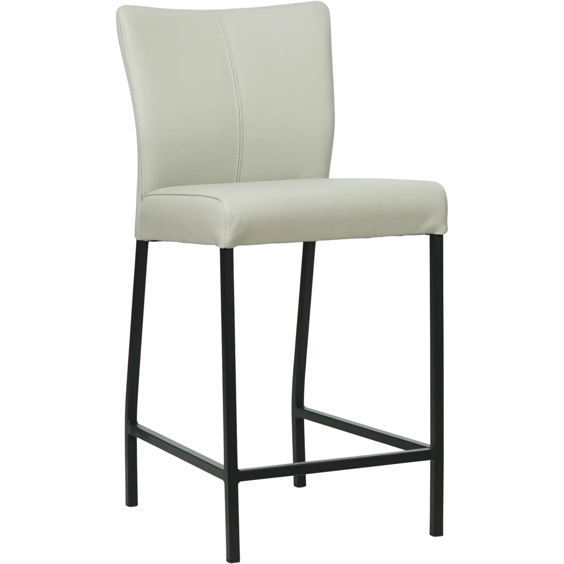 afbeelding van Leren barkruk Revolt laag - Toledo Perle (lichtgrijs) - Poten staal vierkant zwart