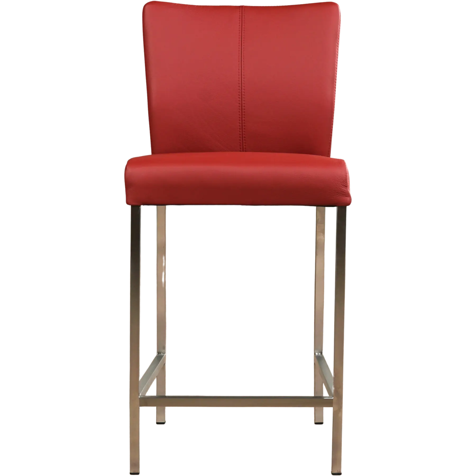 afbeelding van Leren barkruk Revolt laag - Toledo Red (rood) - Poten staal vierkant RVS