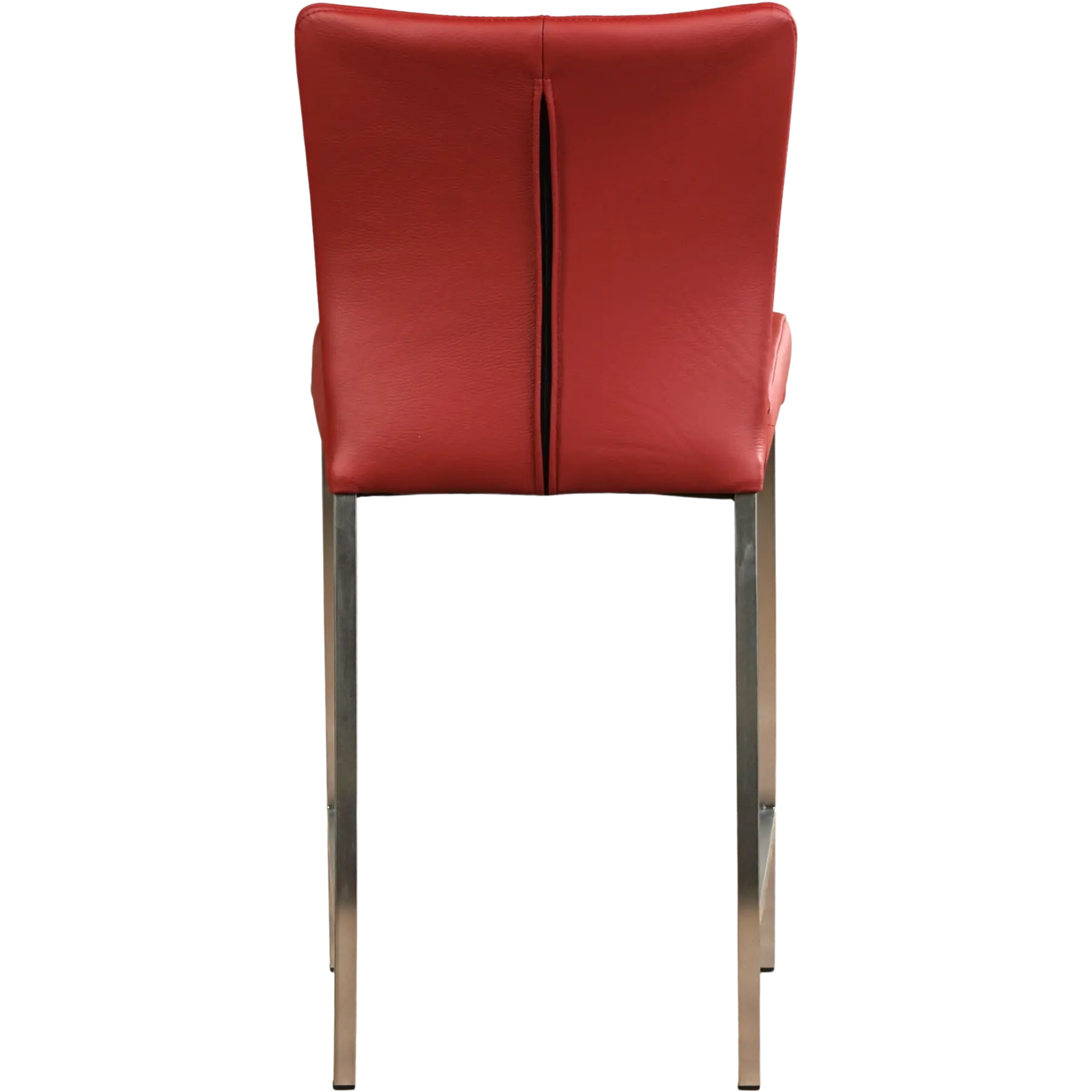 afbeelding van Leren barkruk Revolt laag - Toledo Red (rood) - Poten staal vierkant RVS