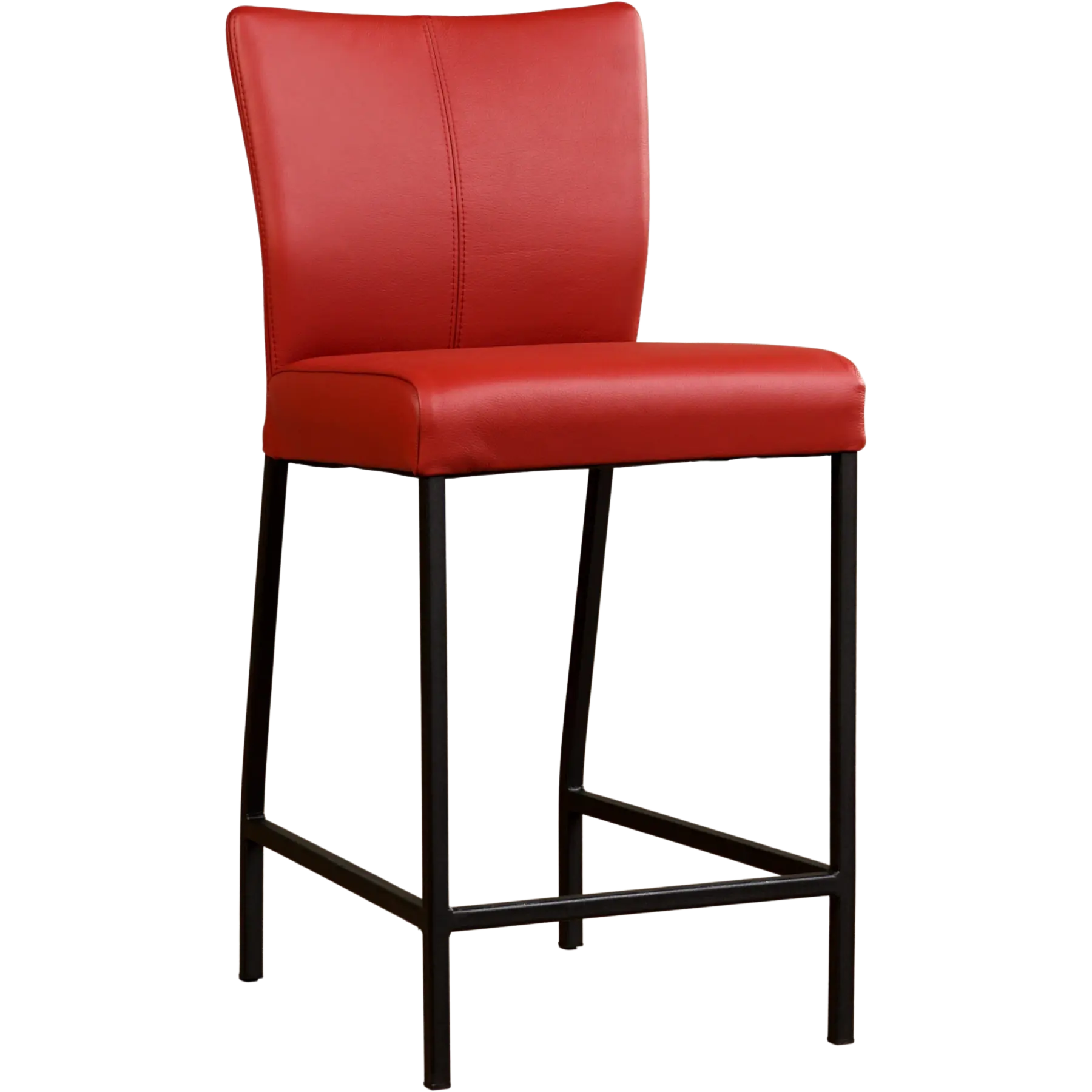 afbeelding van Leren barkruk Revolt laag - Toledo Red (rood) - Poten staal vierkant zwart