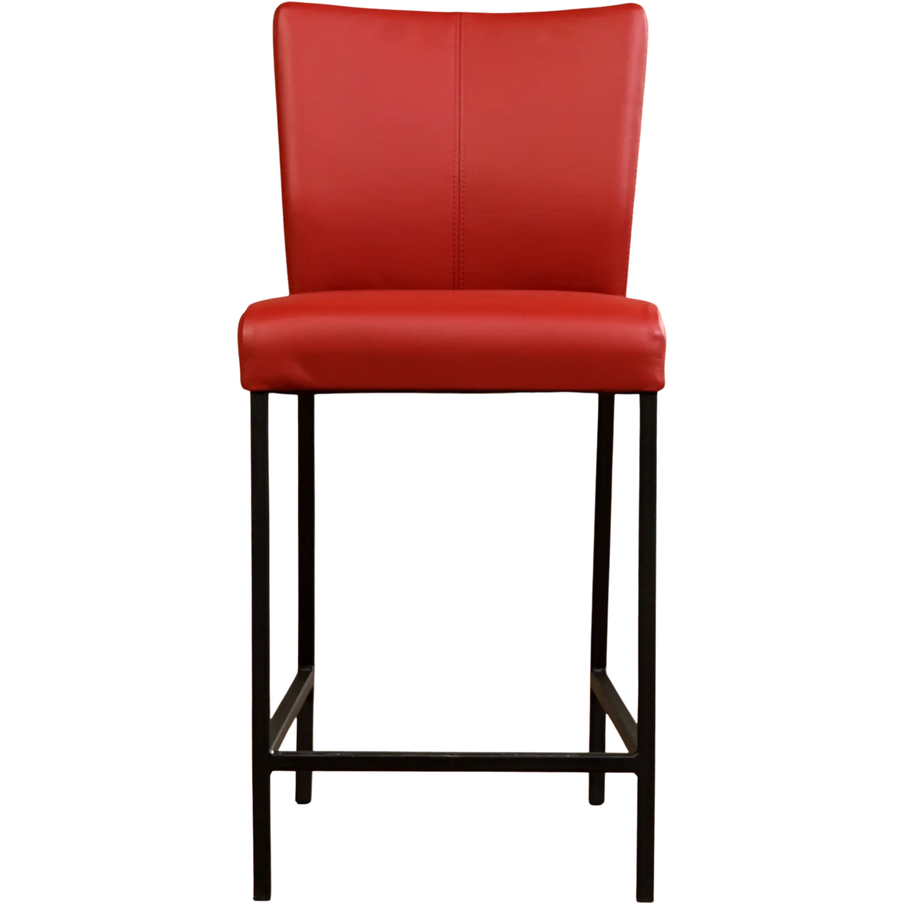 afbeelding van Leren barkruk Revolt laag - Toledo Red (rood) - Poten staal vierkant zwart