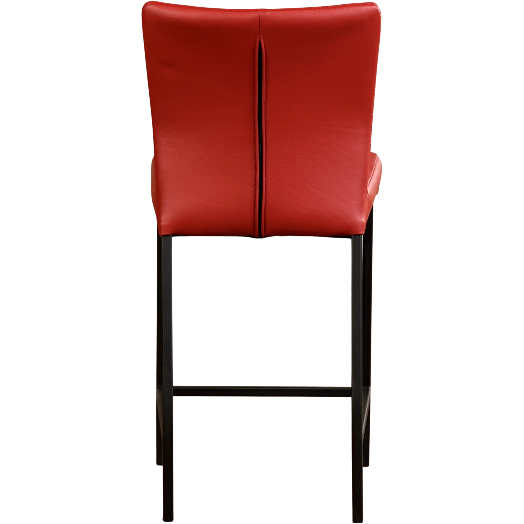 afbeelding van Leren barkruk Revolt laag - Toledo Red (rood) - Poten staal vierkant zwart