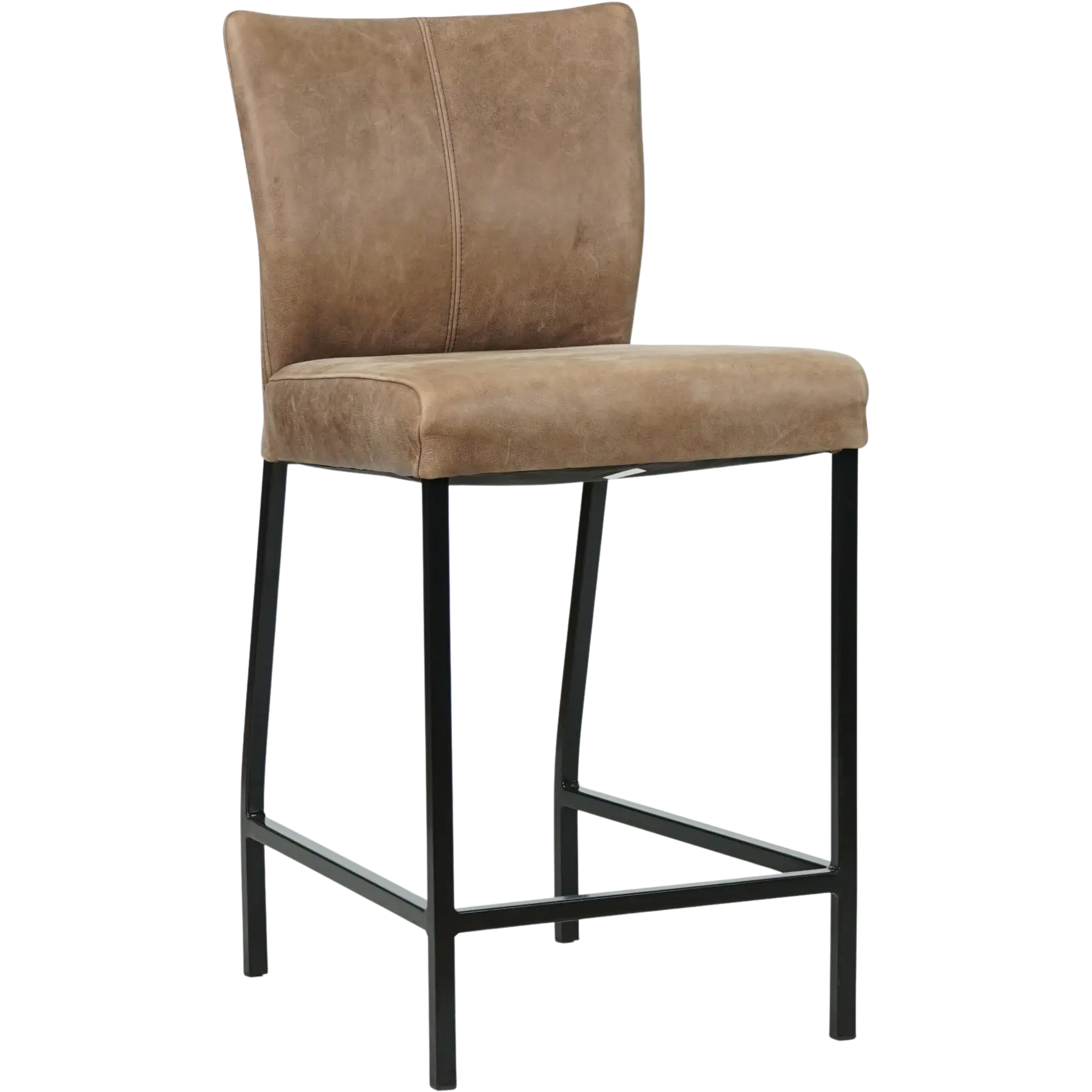 afbeelding van Leren barkruk Revolt laag - Vintage Brown (bruin) - Poten staal vierkant zwart