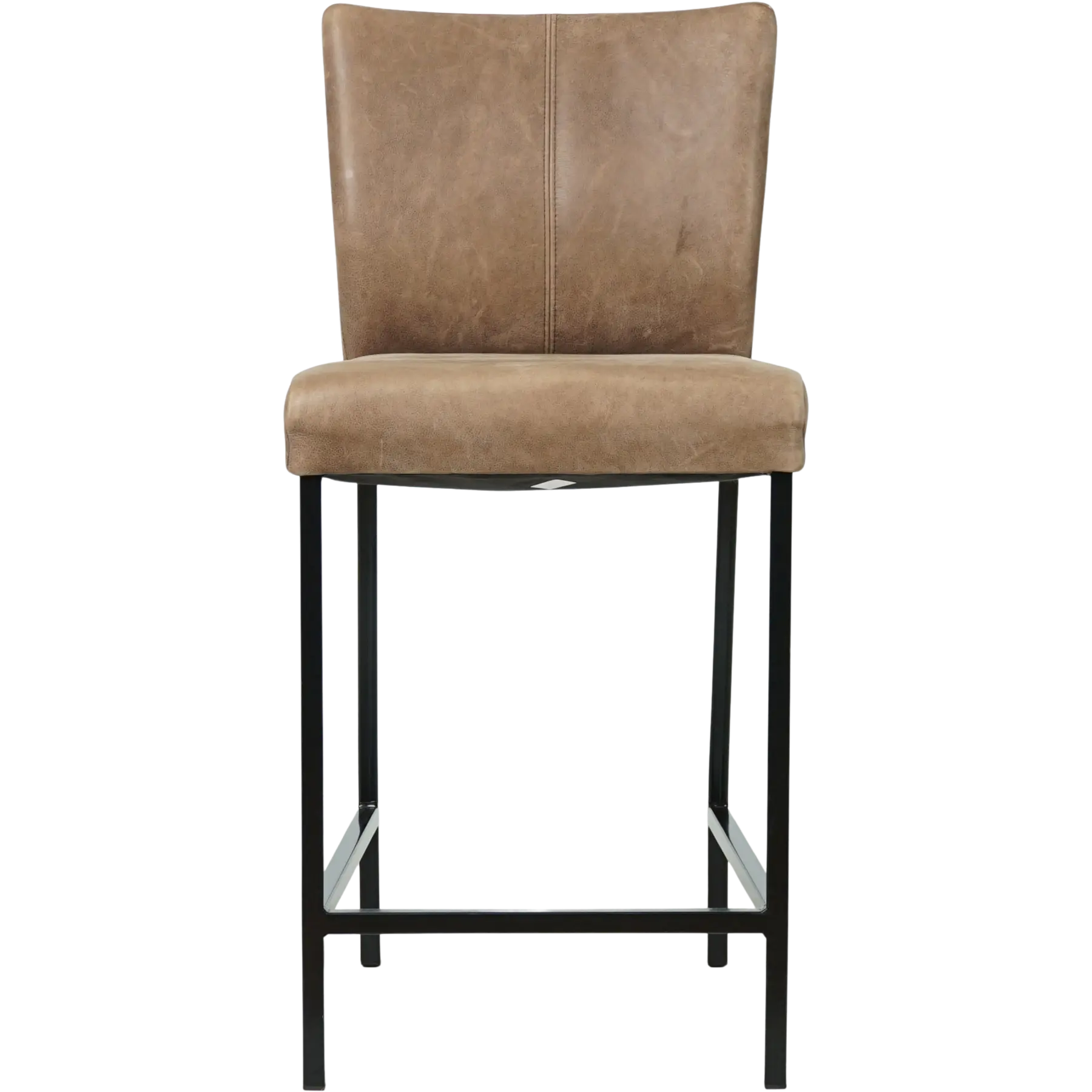 afbeelding van Leren barkruk Revolt laag - Vintage Brown (bruin) - Poten staal vierkant zwart