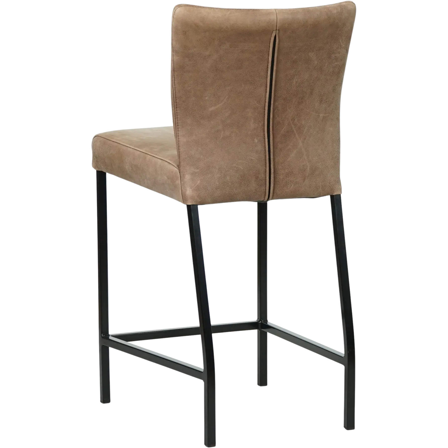 afbeelding van Leren barkruk Revolt laag - Vintage Brown (bruin) - Poten staal vierkant zwart