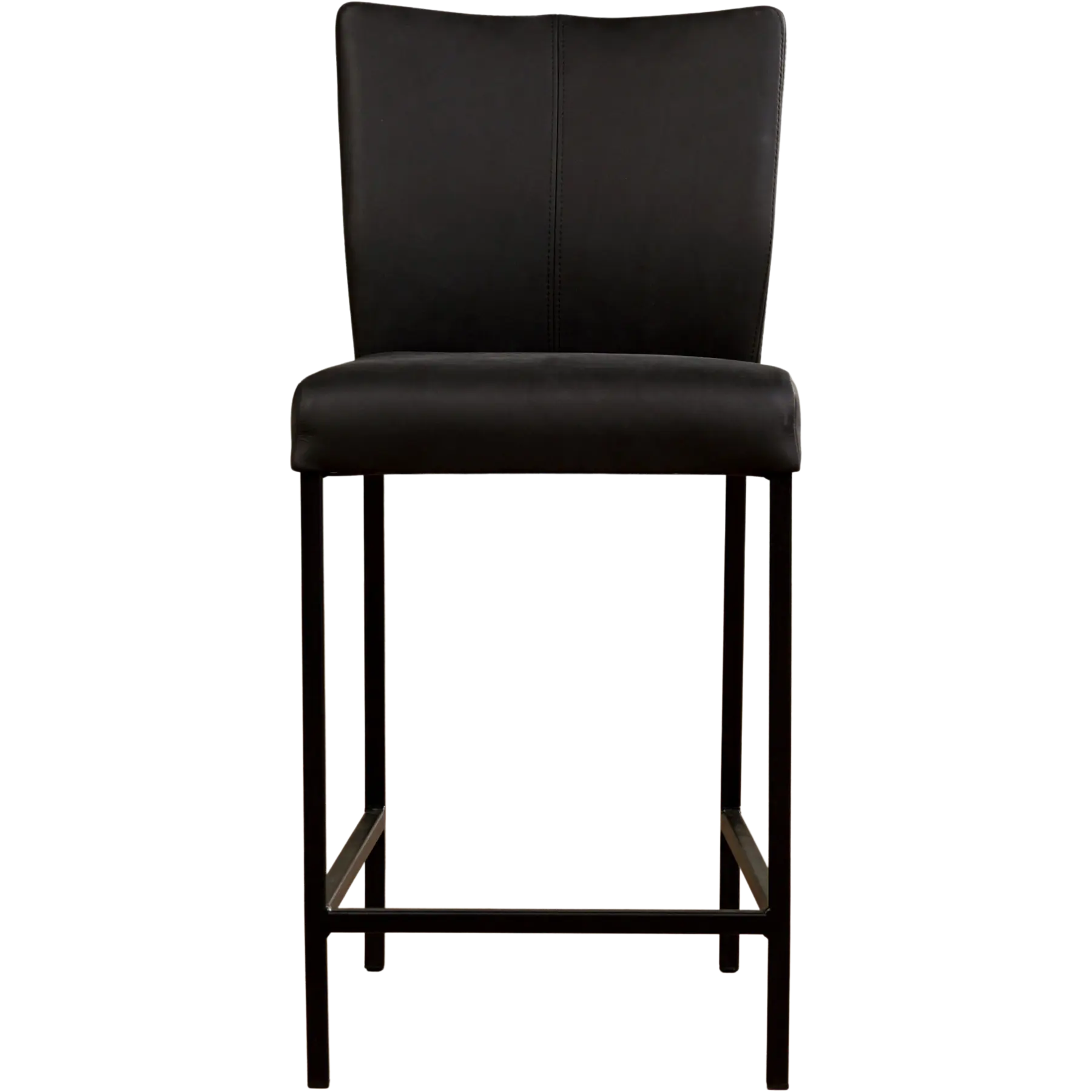 afbeelding van Leren barkruk Revolt laag - Rancho Nero (zwart) - Poten staal vierkant zwart