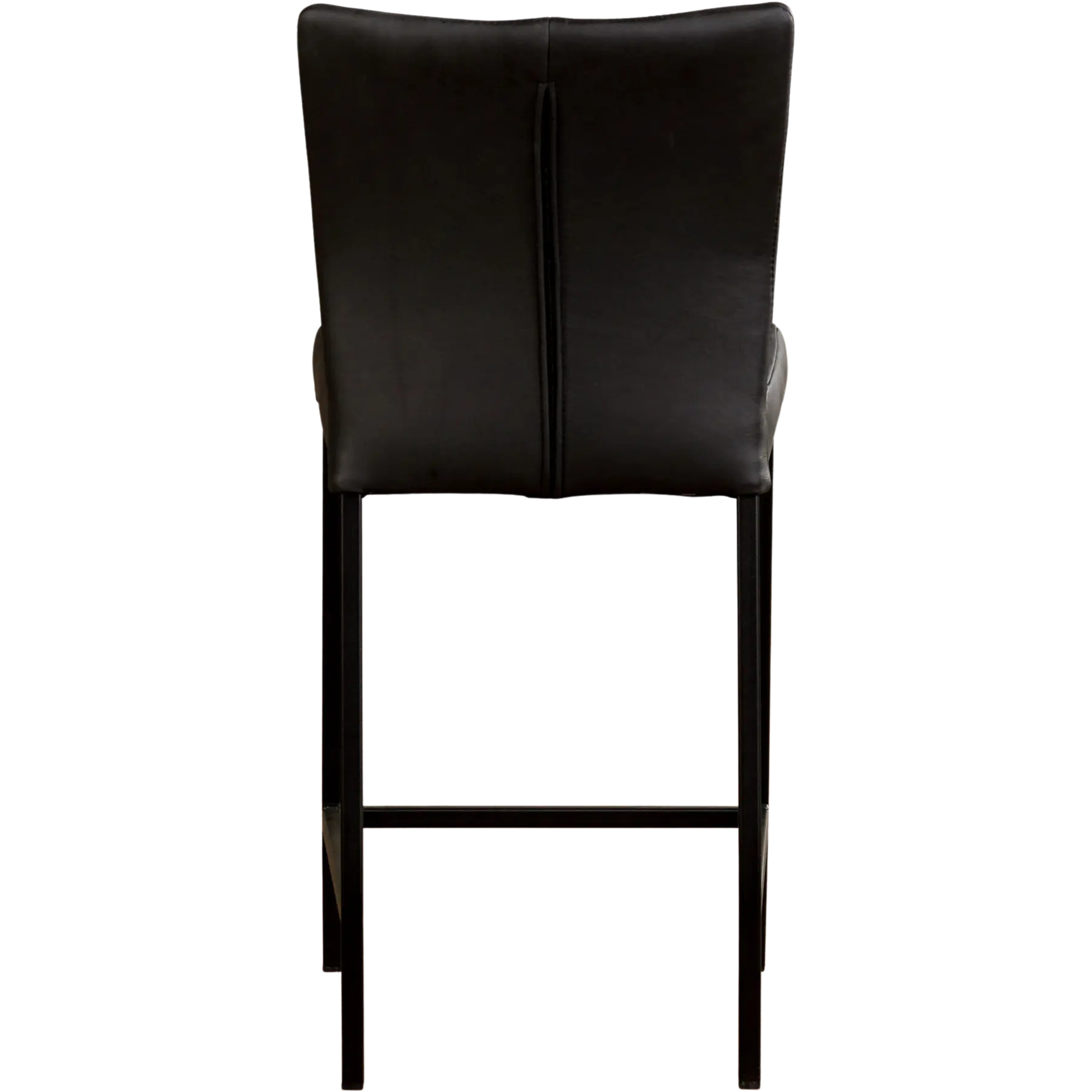 afbeelding van Leren barkruk Revolt laag - Rancho Nero (zwart) - Poten staal vierkant zwart