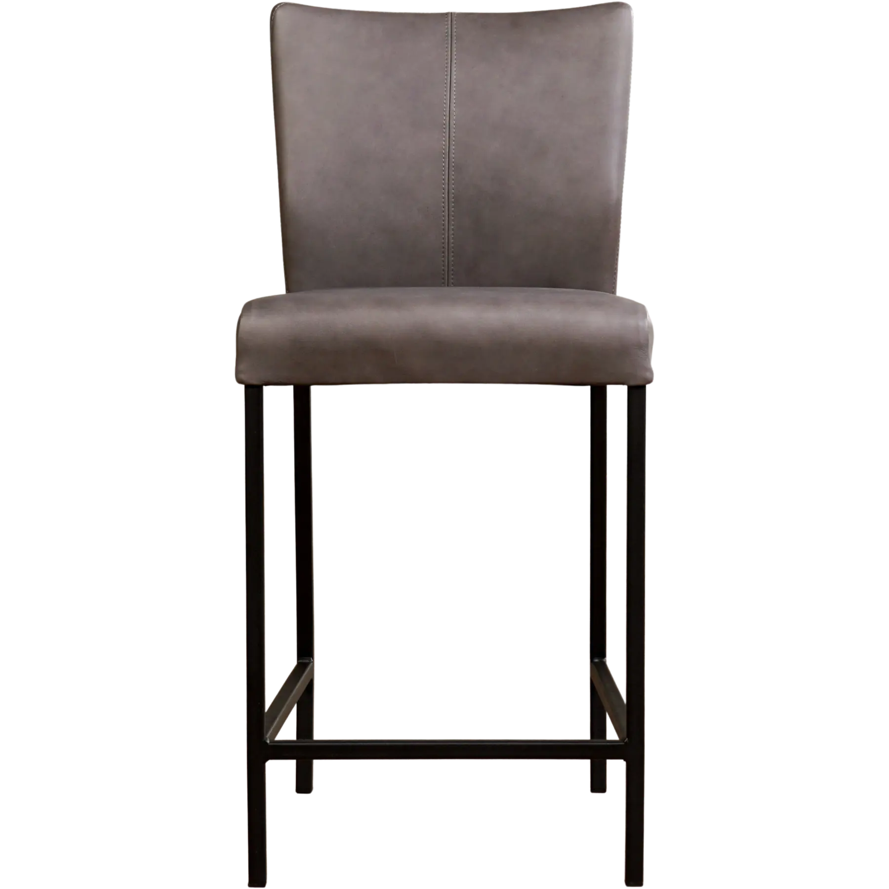 afbeelding van Leren barkruk Revolt laag - Rancho Steel (grijs) - Poten staal vierkant zwart