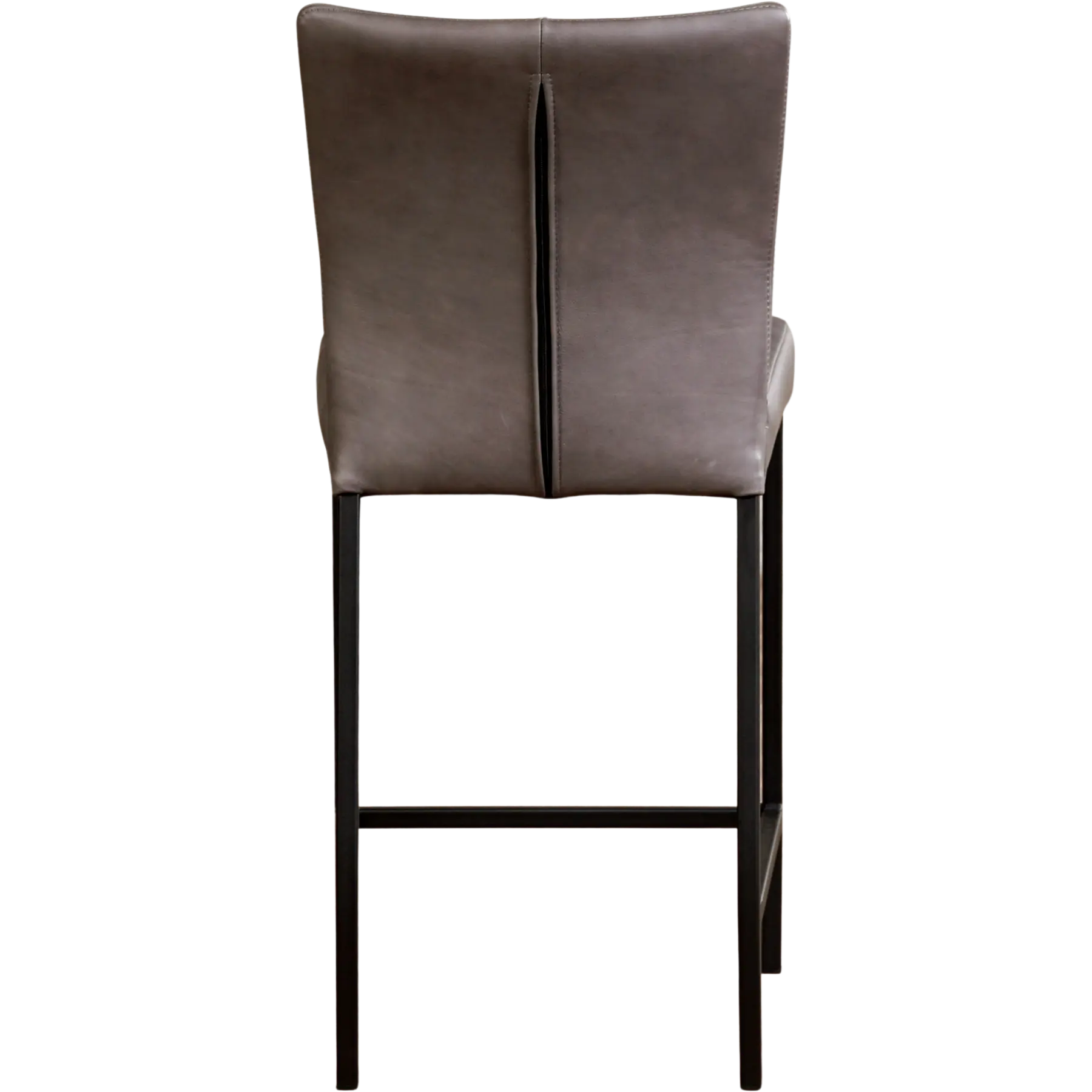 afbeelding van Leren barkruk Revolt laag - Rancho Steel (grijs) - Poten staal vierkant zwart