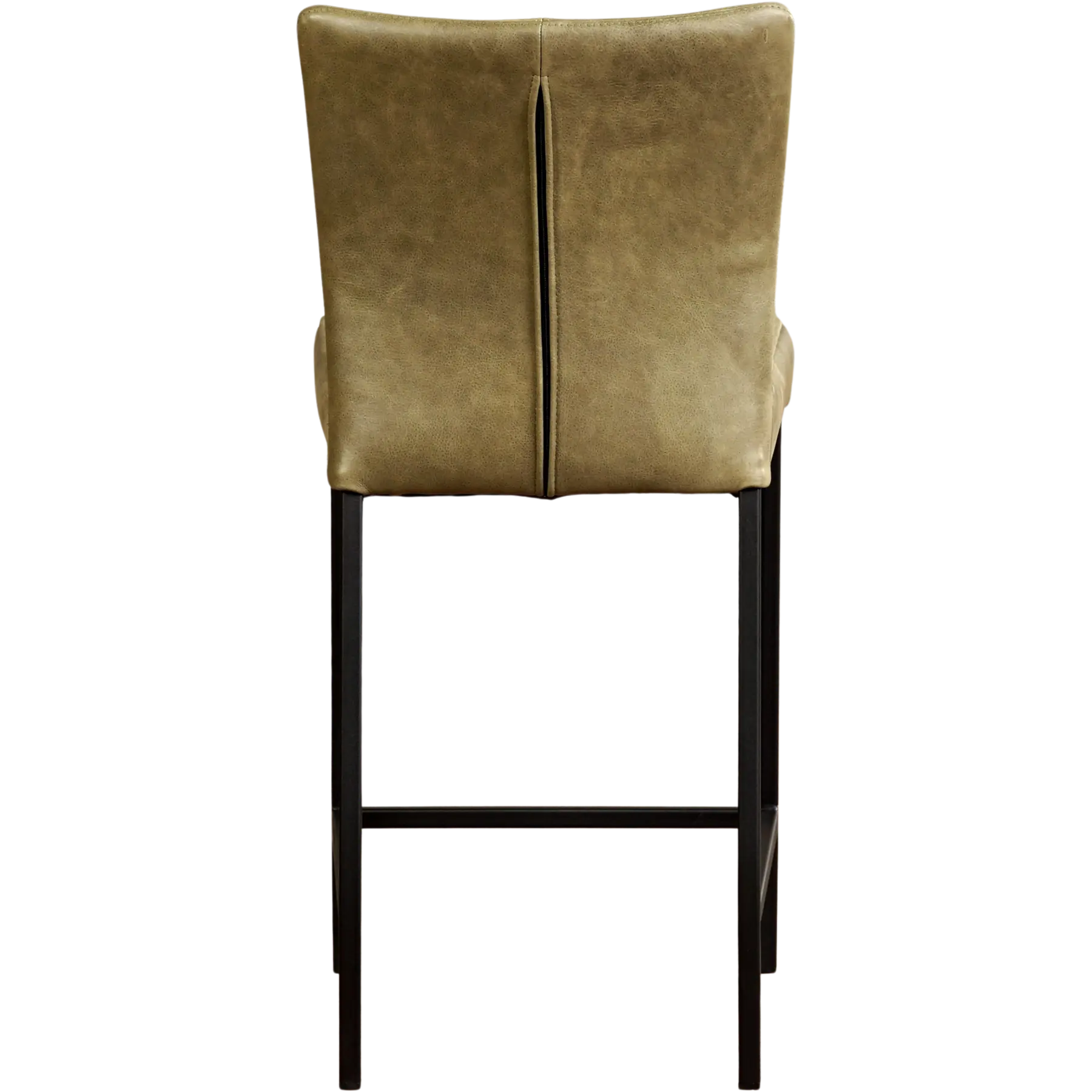 afbeelding van Leren barkruk Revolt laag - Vintage Olive (olijf/groen) - Poten staal vierkant zwart