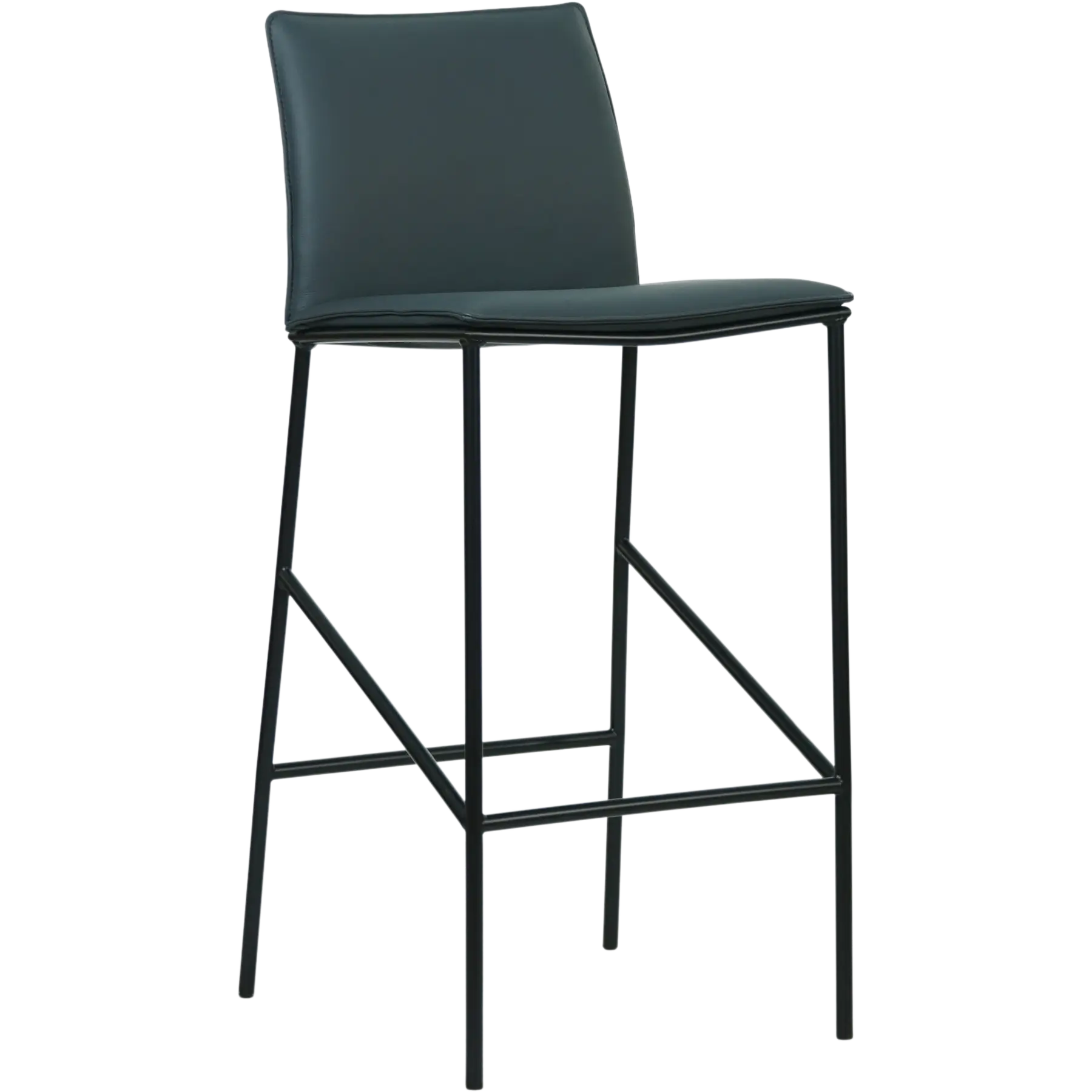 afbeelding van Set van 10 Leren barkrukken Favor hoog - Hermes Ocean Blue (donkerblauw) - Poten staal rond zwart