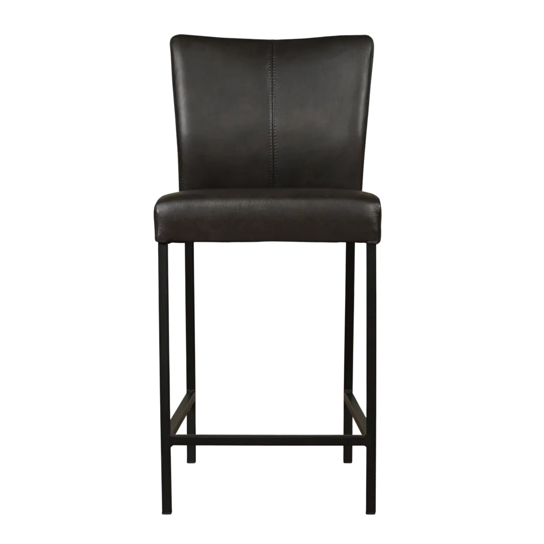 afbeelding van Set van 10 Leren barkrukken Revolt laag - Granada Graphite (donkergrijs) - Poten staal vierkant zwart