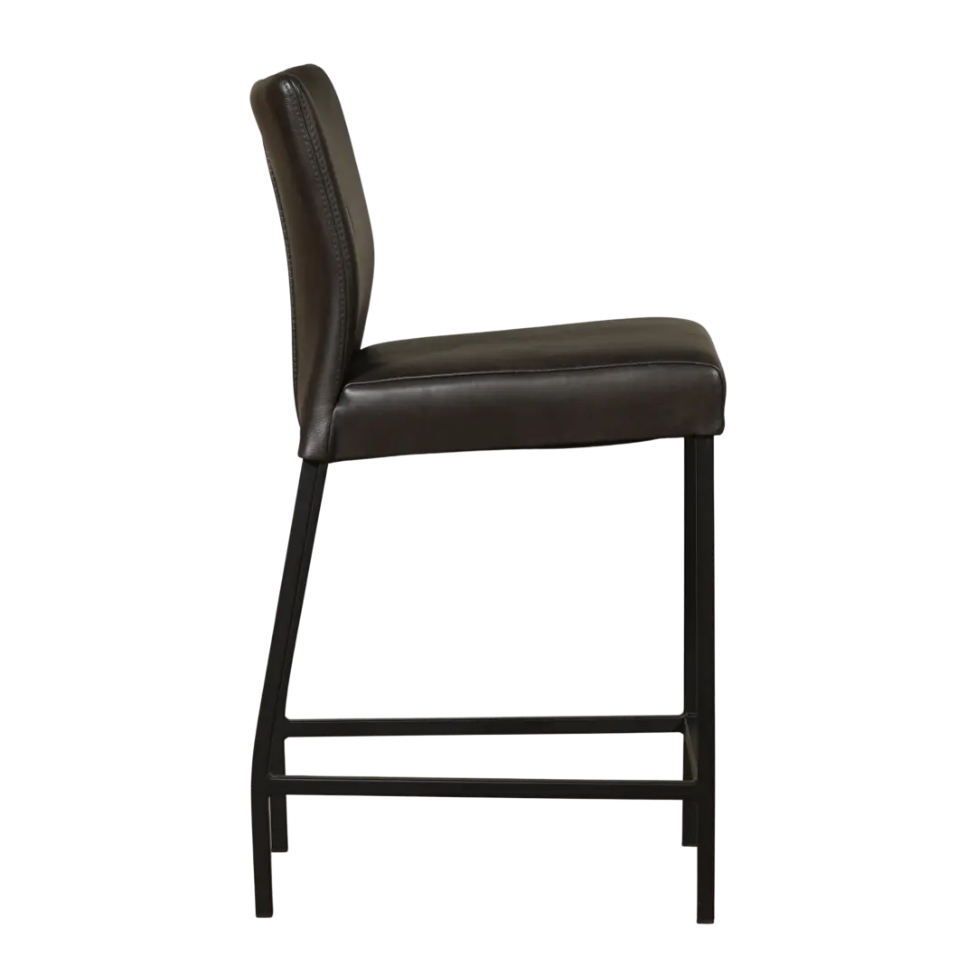 afbeelding van Set van 10 Leren barkrukken Revolt laag - Granada Graphite (donkergrijs) - Poten staal vierkant zwart