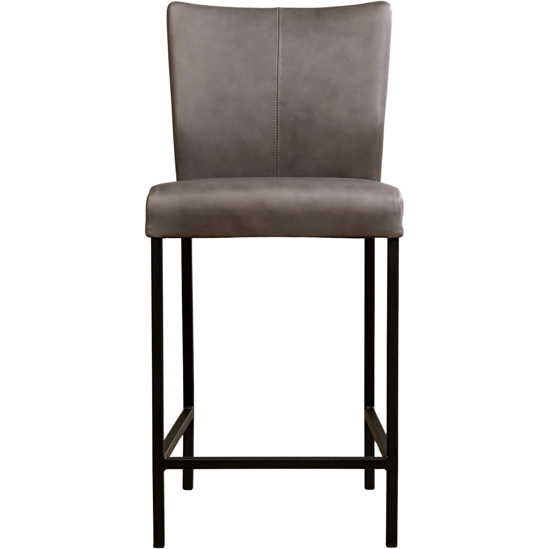 afbeelding van Set van 10 Leren barkrukken Revolt laag - Rancho Steel (grijs) - Poten staal vierkant zwart