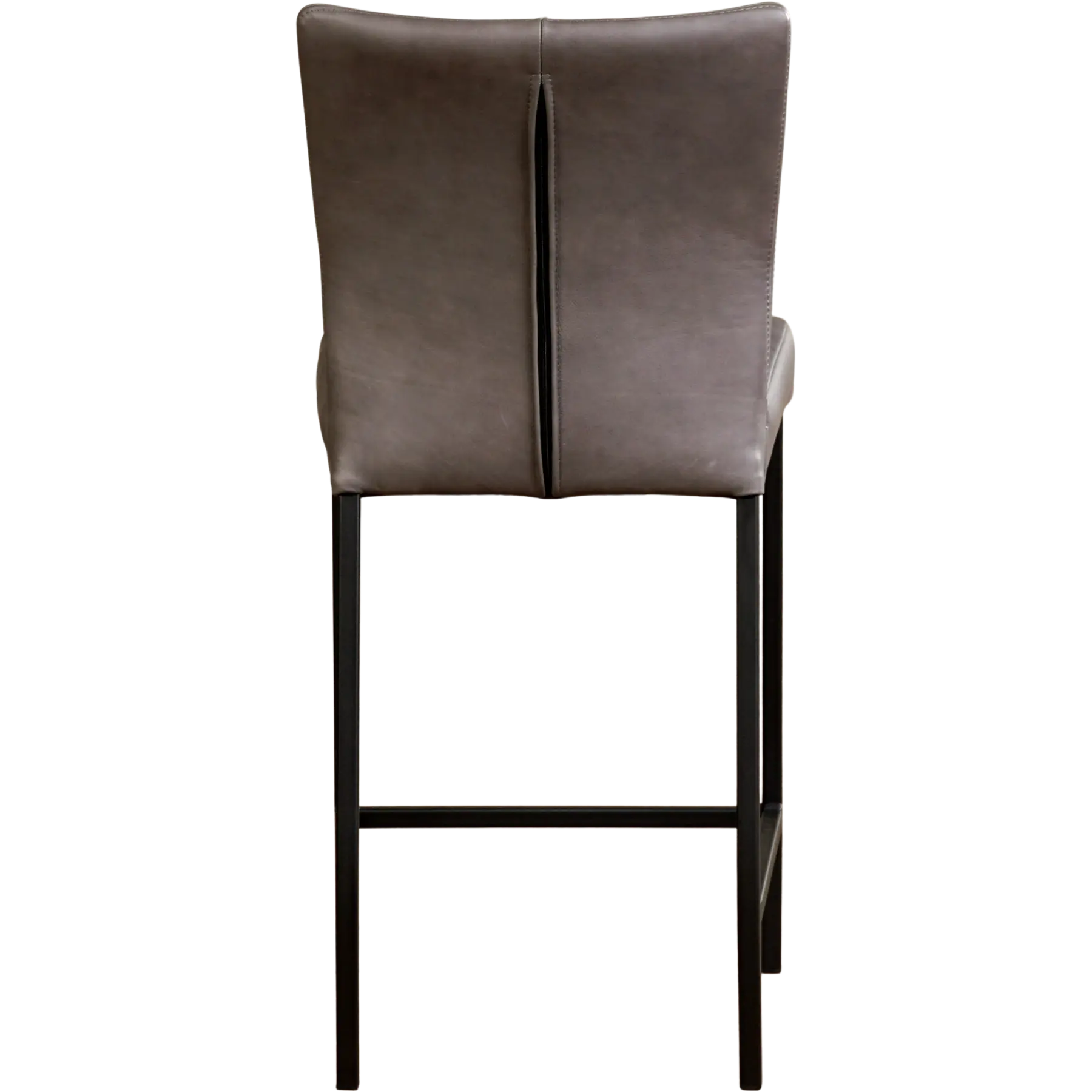 afbeelding van Set van 10 Leren barkrukken Revolt laag - Rancho Steel (grijs) - Poten staal vierkant zwart