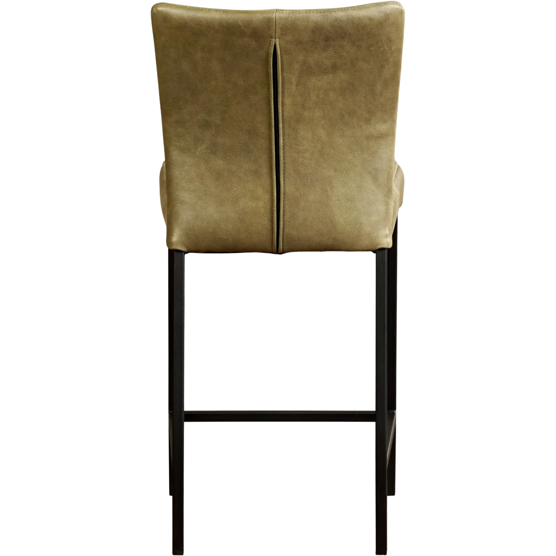 afbeelding van Set van 10 Leren barkrukken Revolt laag - Vintage Olive (olijf/groen) - Poten staal vierkant zwart