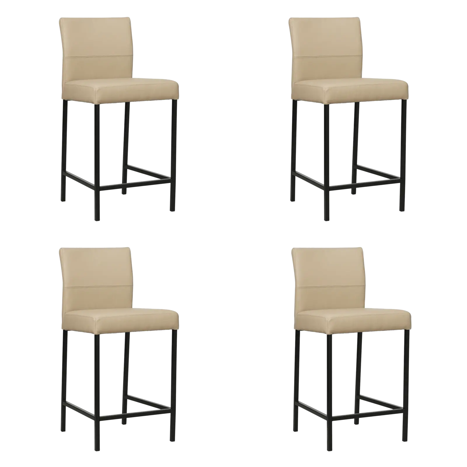 afbeelding van Set van 4 Leren barkrukken Bright laag - Toledo Mastic (taupe/bruin) - Poten staal vierkant zwart