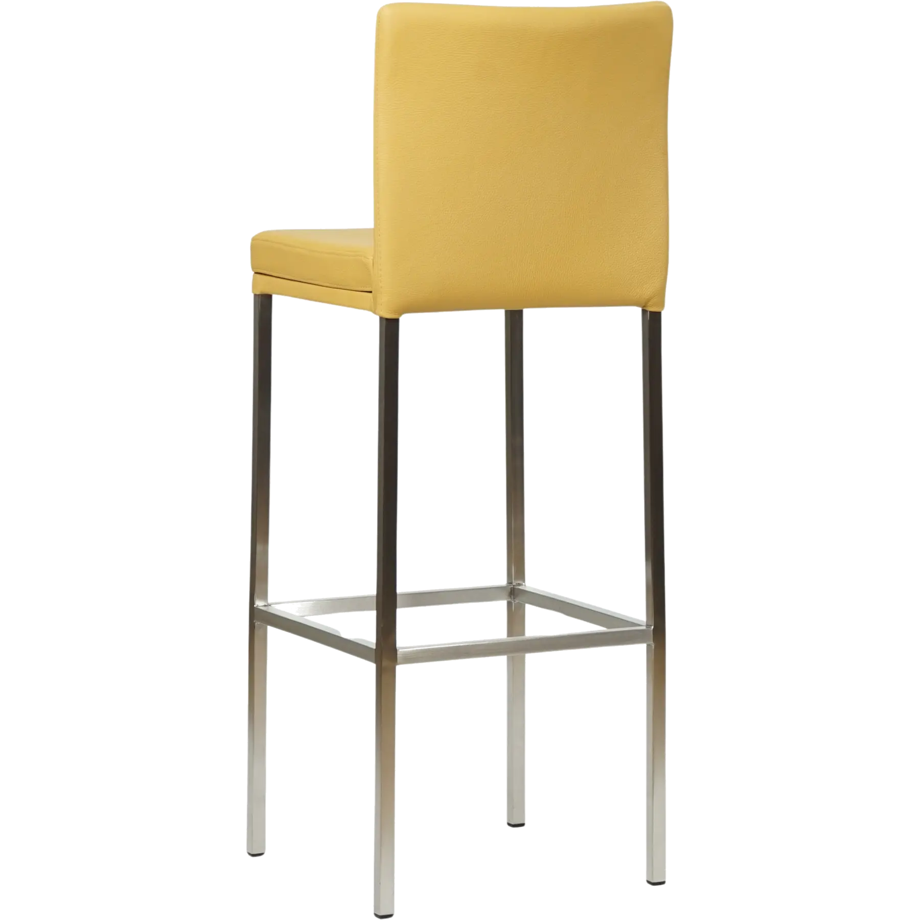 afbeelding van Set van 8 Leren barkrukken Break hoog - Toledo Lemon (geel) - Poten staal vierkant RVS