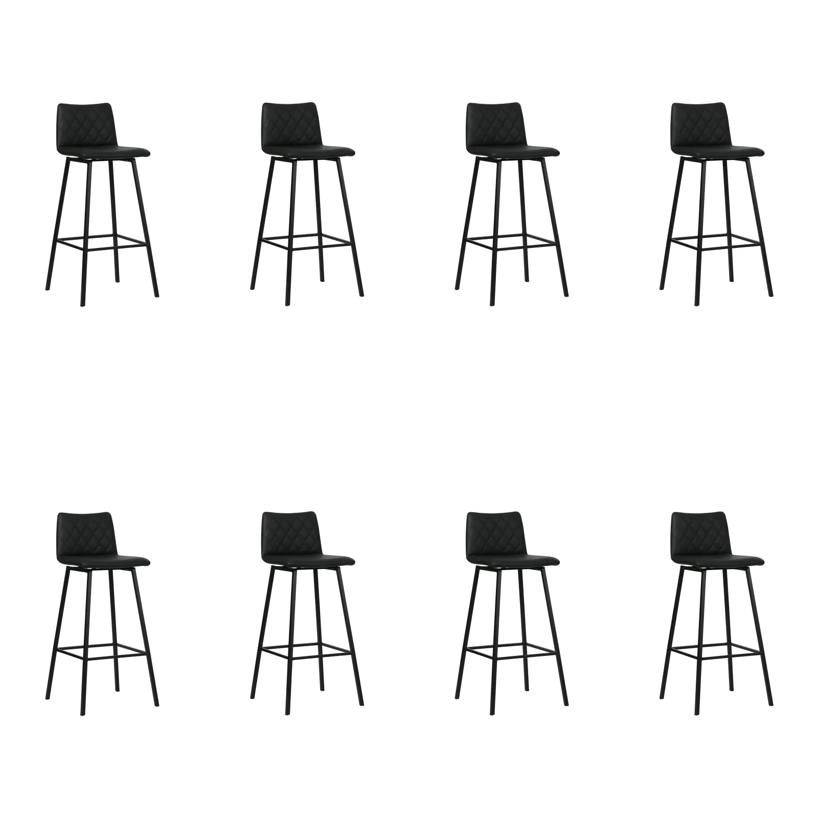 afbeelding van Set van 8 Leren barkrukken Catch hoog - Toledo Nero (zwart) - Poten staal vierkant zwart