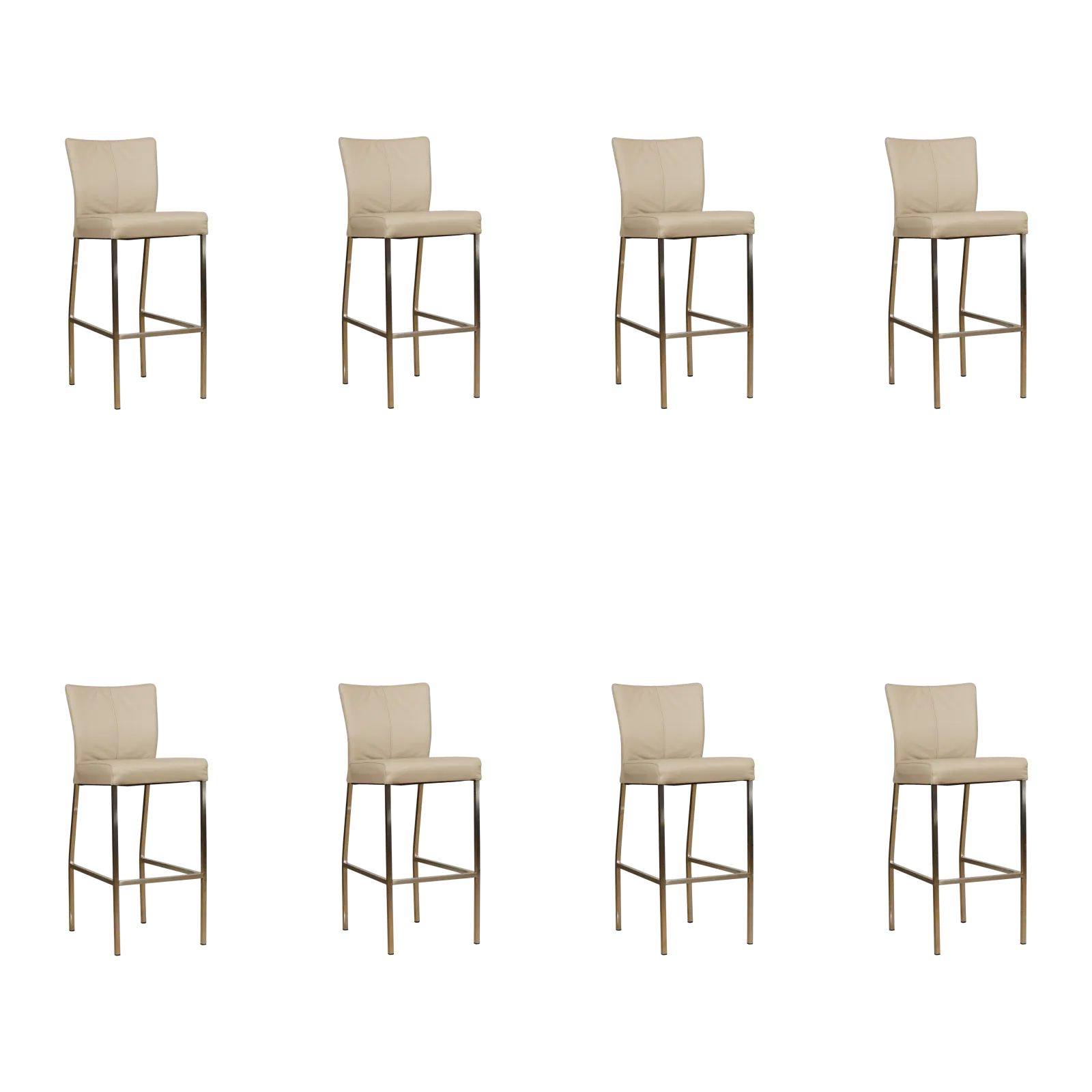 afbeelding van Set van 8 Leren barkrukken Revolt hoog - Toledo Mastic (taupe/bruin) - Poten staal vierkant RVS