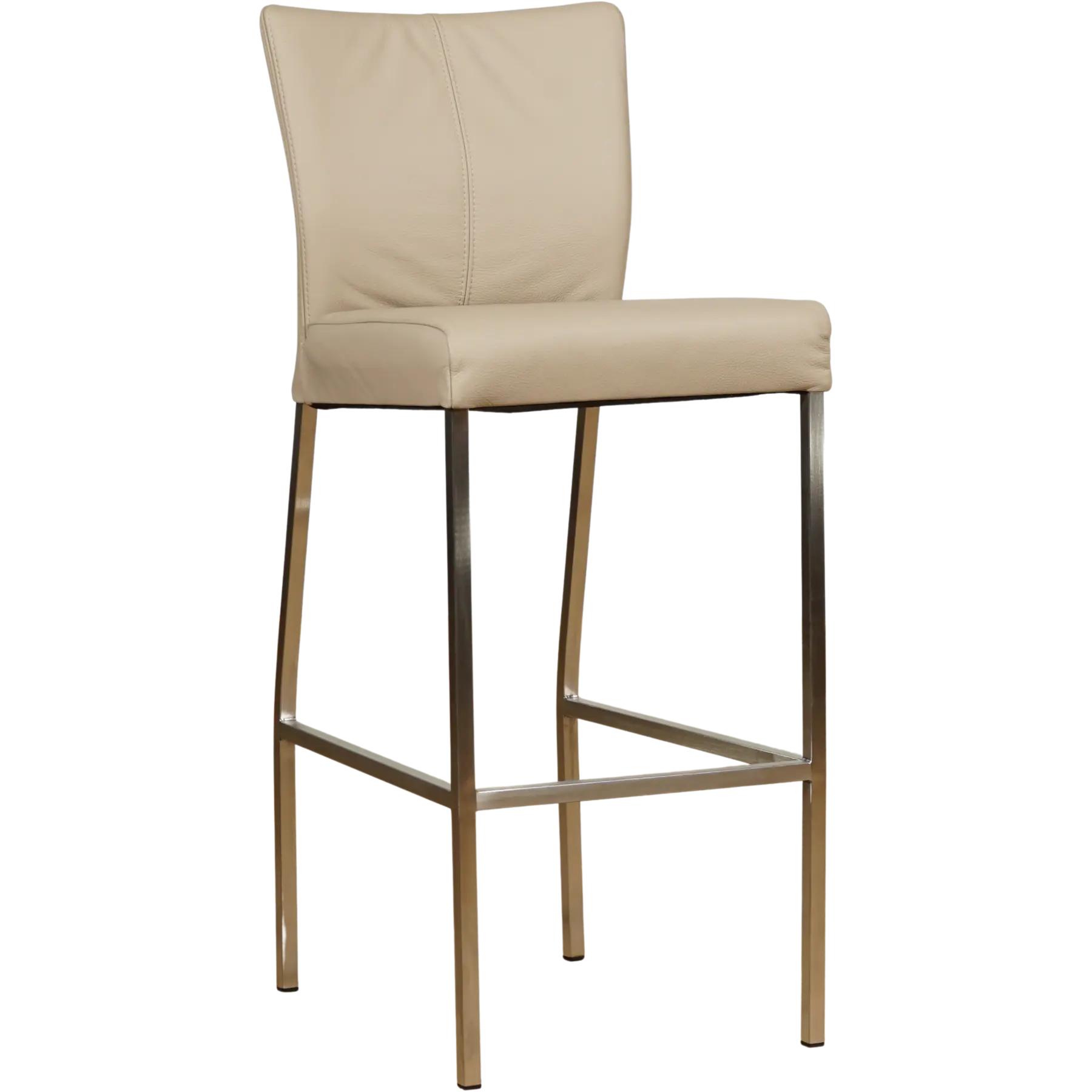 afbeelding van Set van 8 Leren barkrukken Revolt hoog - Toledo Mastic (taupe/bruin) - Poten staal vierkant RVS