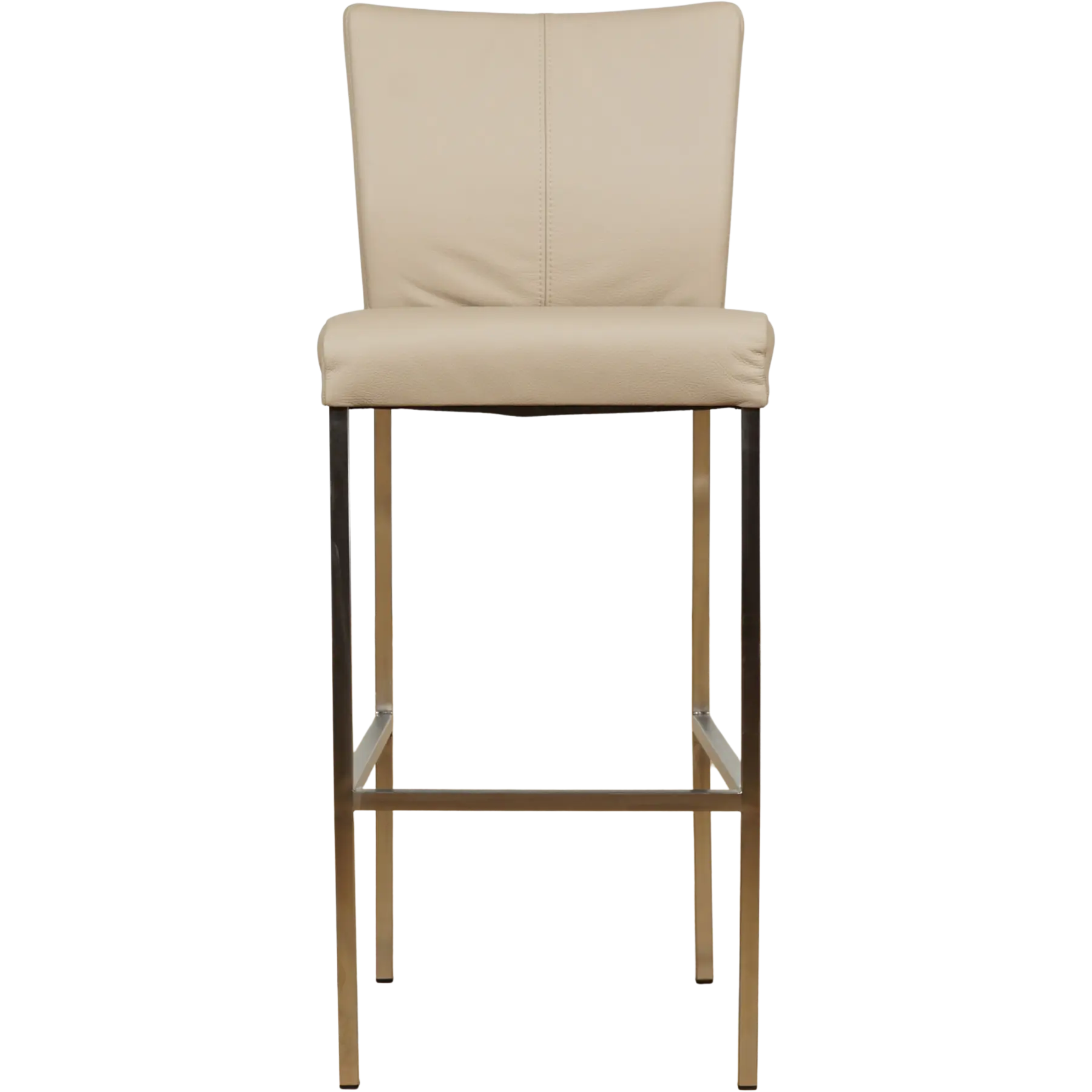 afbeelding van Set van 8 Leren barkrukken Revolt hoog - Toledo Mastic (taupe/bruin) - Poten staal vierkant RVS