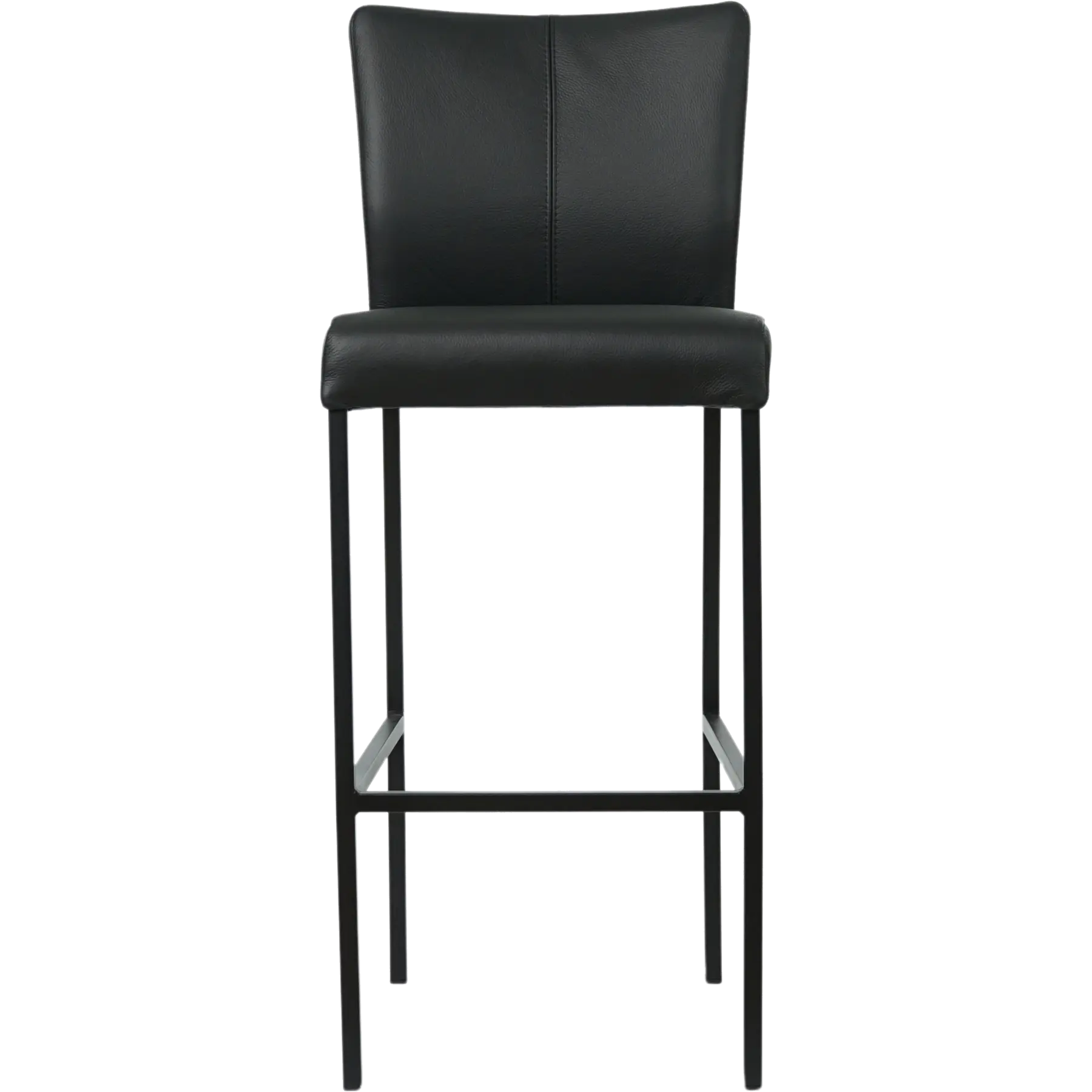 afbeelding van Set van 8 Leren barkrukken Revolt hoog - Toledo Nero (zwart) - Poten staal vierkant zwart