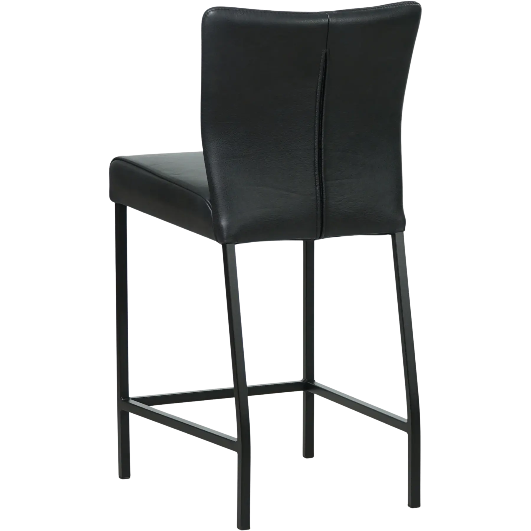 afbeelding van Set van 8 Leren barkrukken Revolt laag - Granada Black (zwart) - Poten staal vierkant zwart