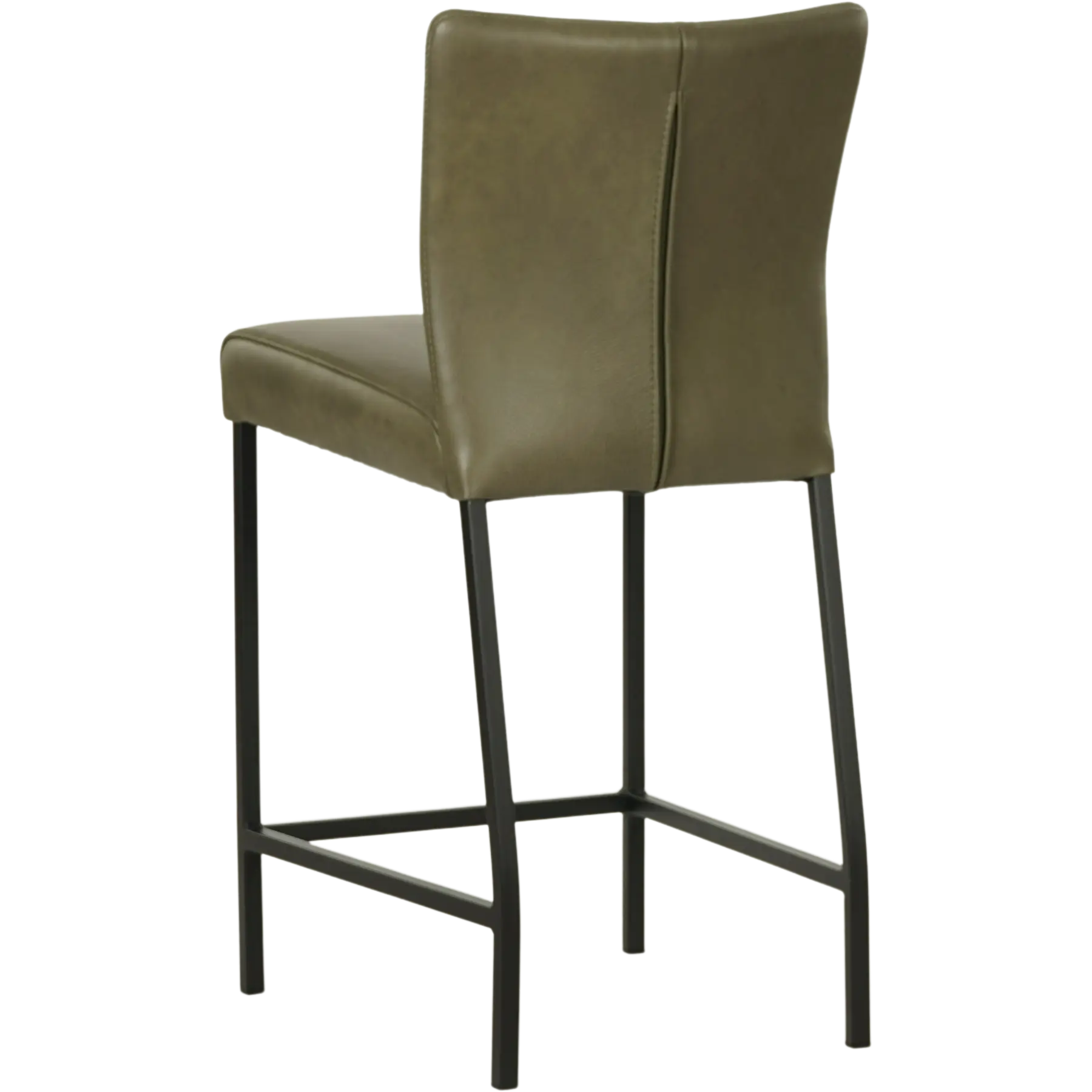 afbeelding van Set van 8 Leren barkrukken Revolt laag - Granada Moss (olijf/groen) - Poten staal vierkant zwart