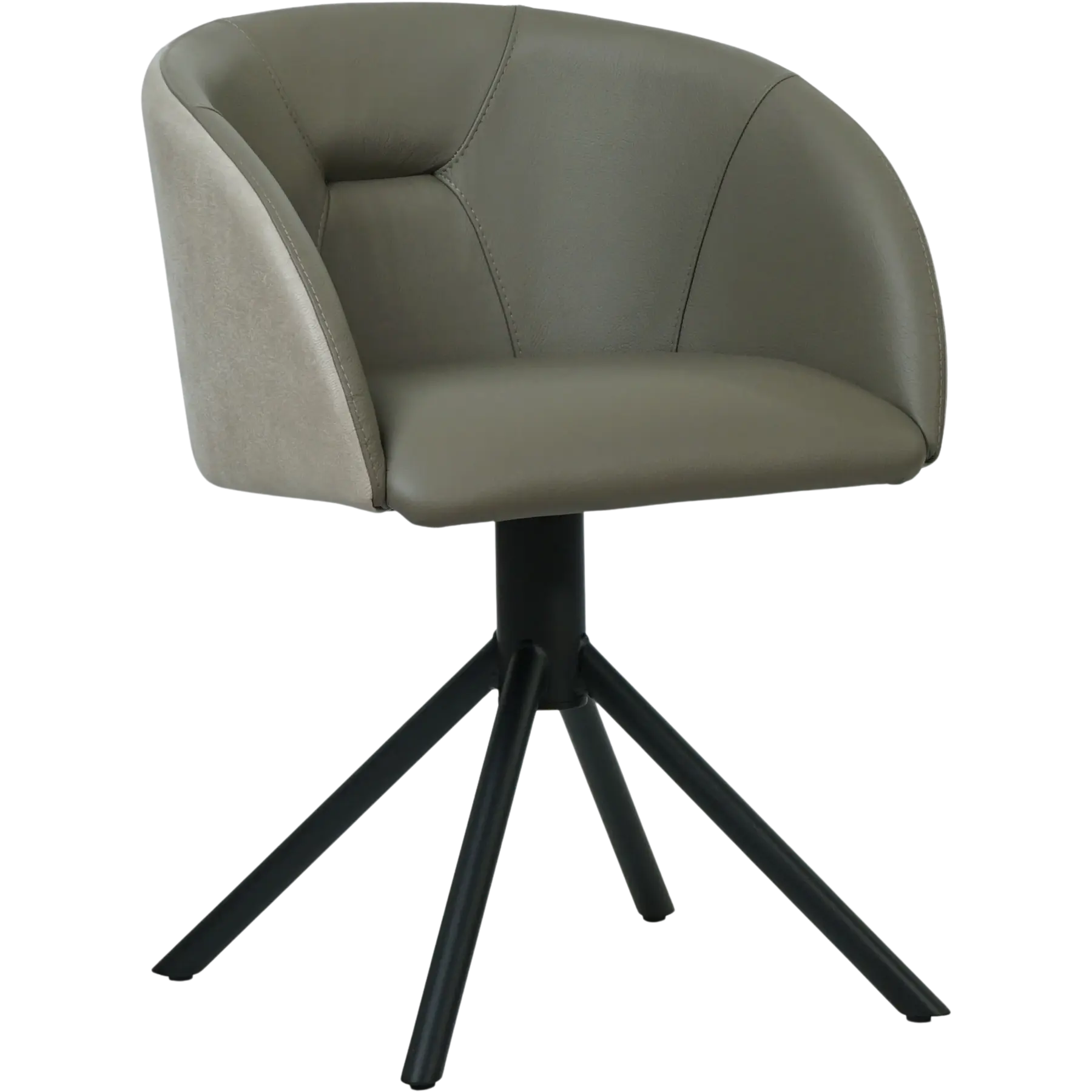 afbeelding van Leren draaibare eetkamerstoel Charm Duo - Kenia Lightgrey en Toledo Smog - Spinpoot staal rond zwart