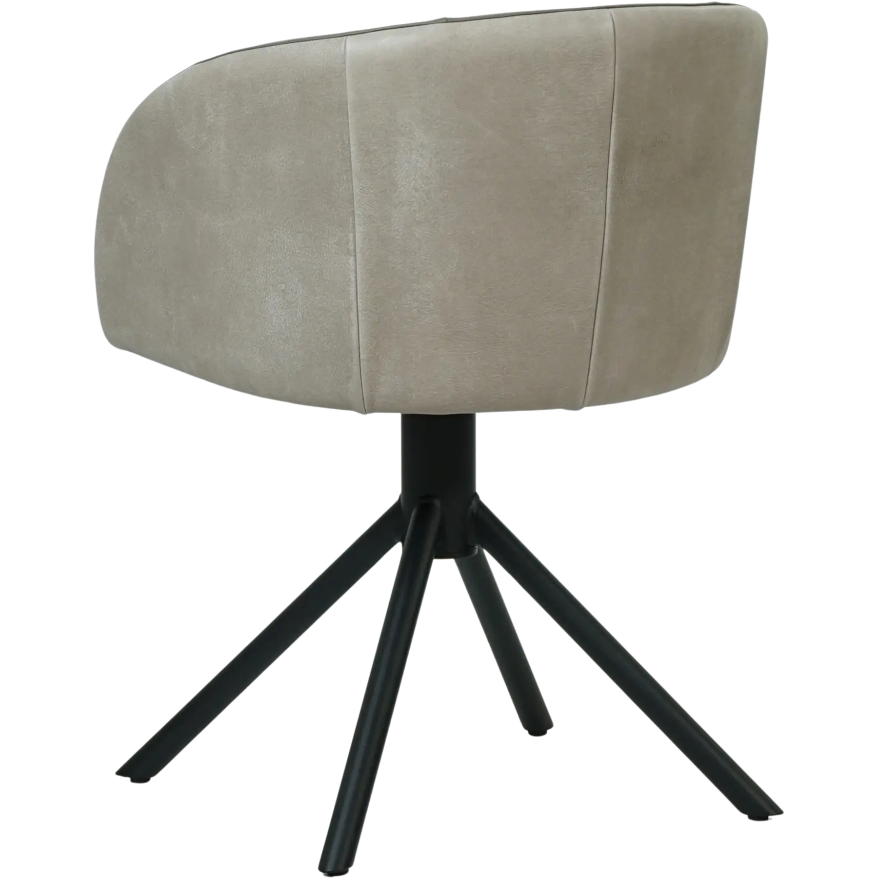 afbeelding van Leren draaibare eetkamerstoel Charm Duo - Kenia Lightgrey en Toledo Smog - Spinpoot staal rond zwart