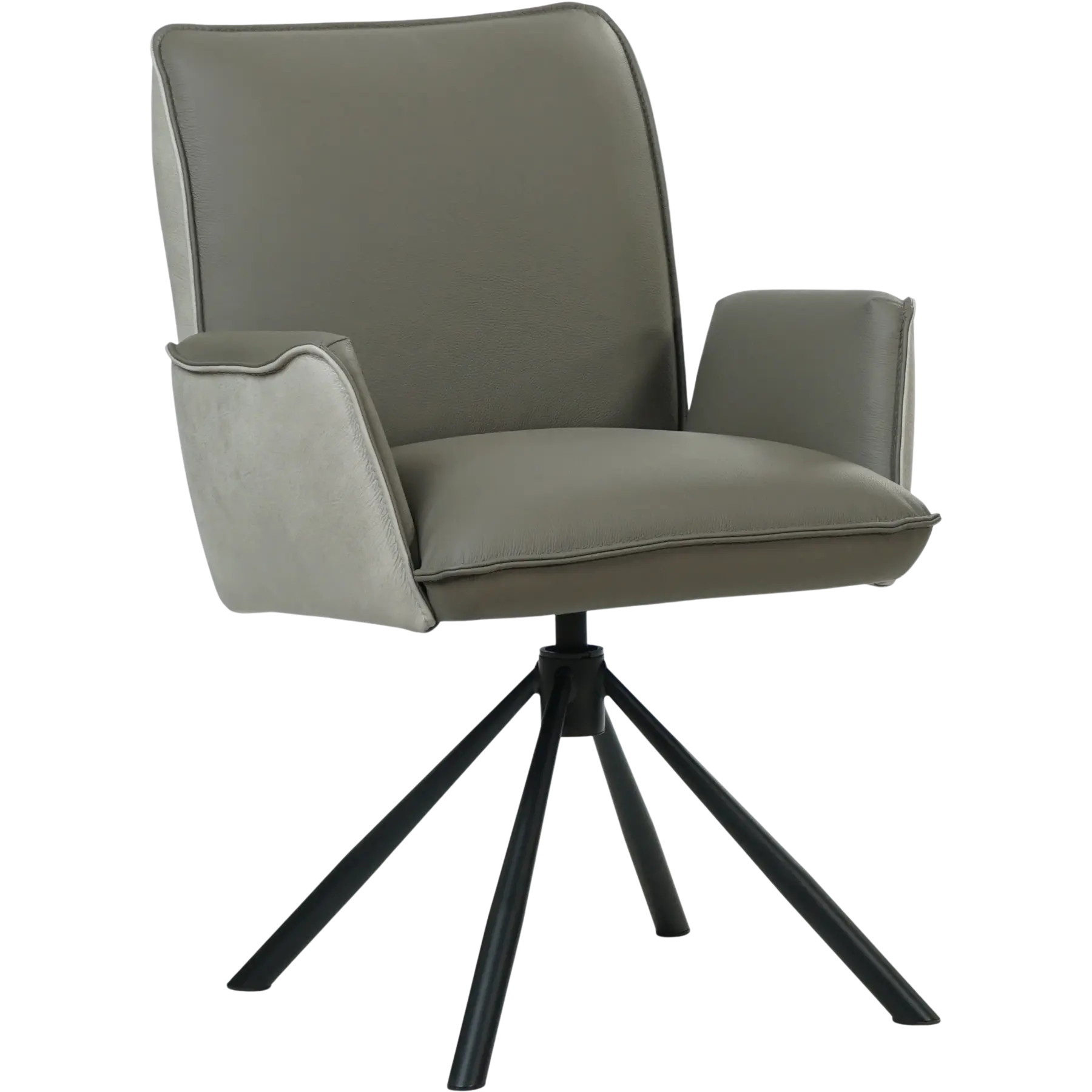 afbeelding van Leren draaibare eetkamerstoel Elite Duo - Kenia Lightgrey en Toledo Smog - Poten staal rond zwart