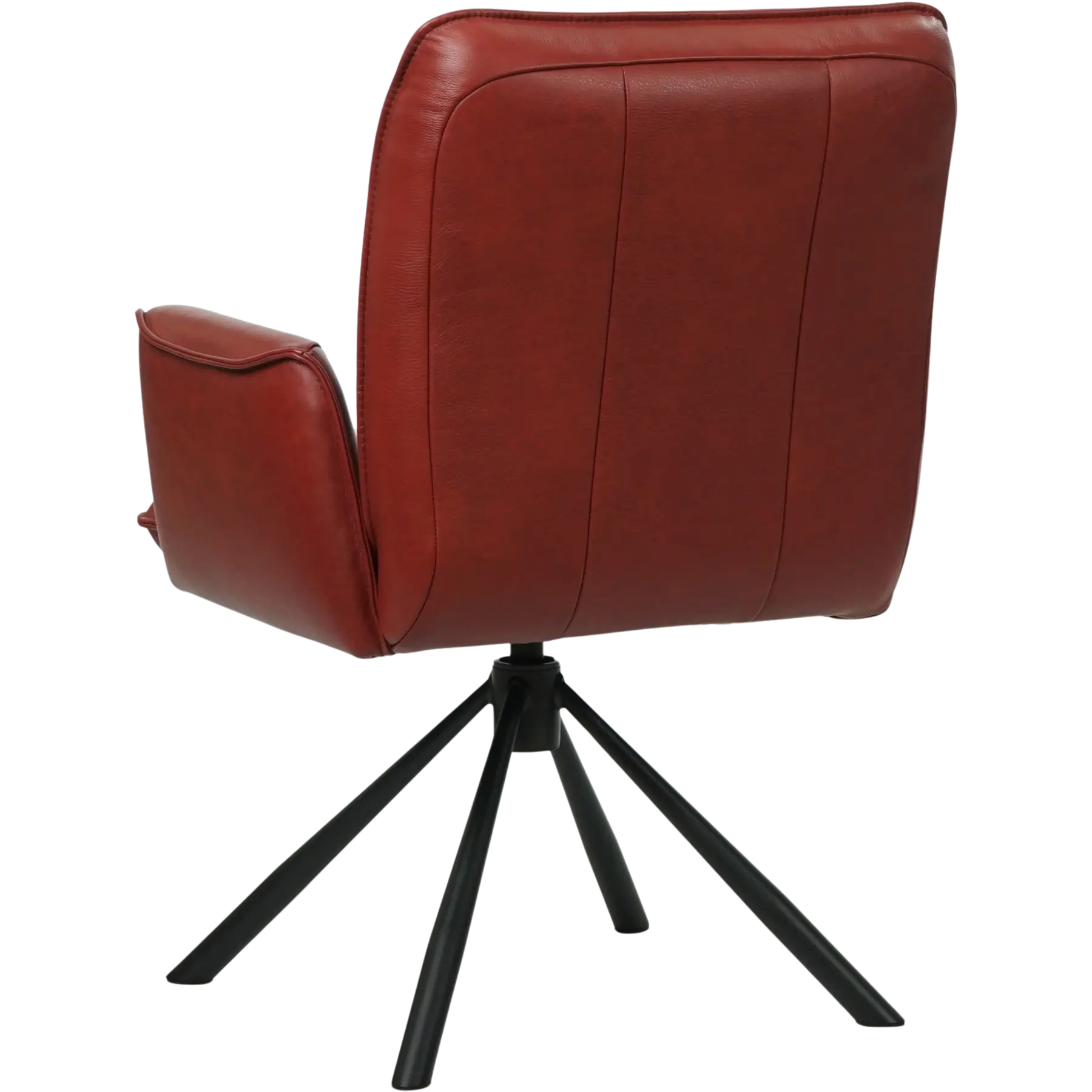 afbeelding van Leren draaibare eetkamerstoel Elite - Granada Rouge (rood) - Spinpoot staal rond zwart