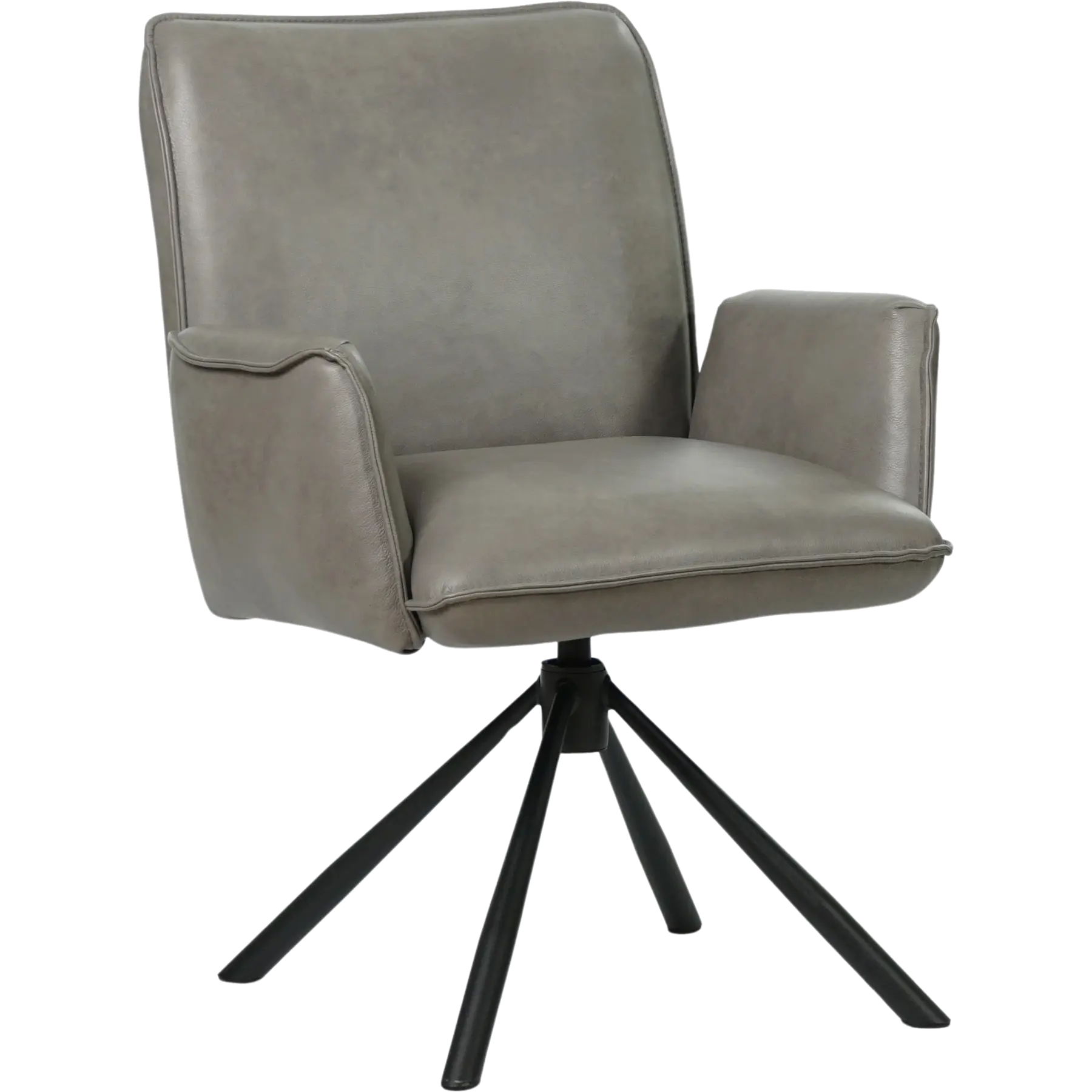 afbeelding van Leren draaibare eetkamerstoel Elite - Granada Steel (grijs) - Spinpoot staal rond zwart