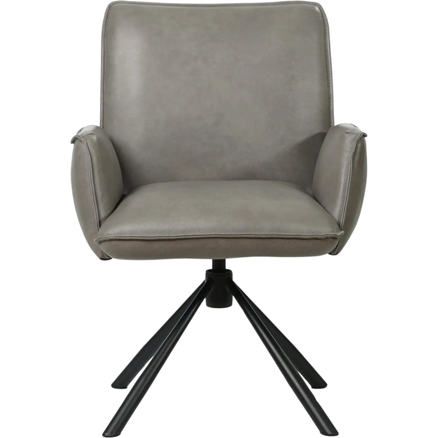afbeelding van Leren draaibare eetkamerstoel Elite - Granada Steel (grijs) - Spinpoot staal rond zwart