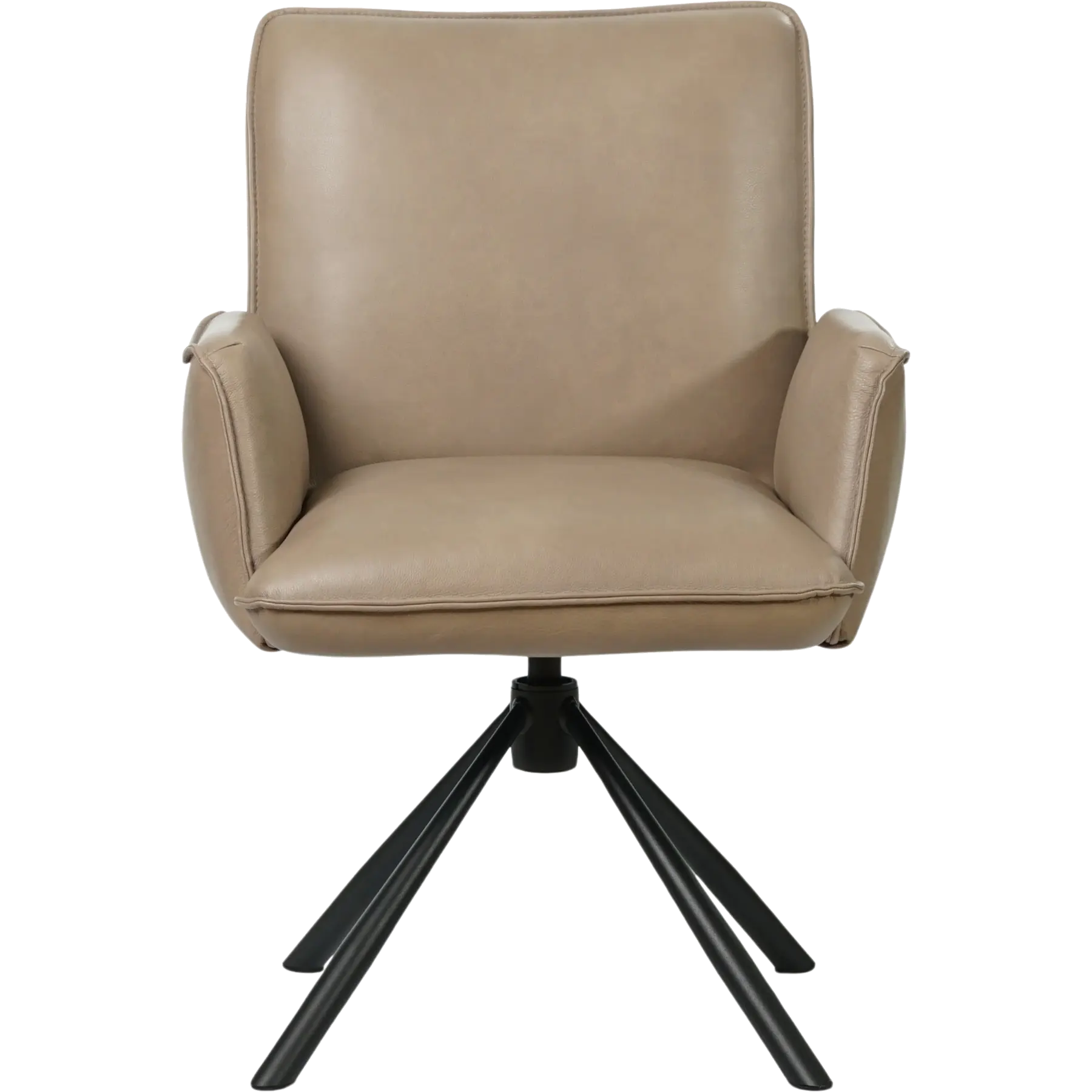 afbeelding van Leren draaibare eetkamerstoel Elite - Granada Taupe (taupe/bruin) - Spinpoot staal rond zwart