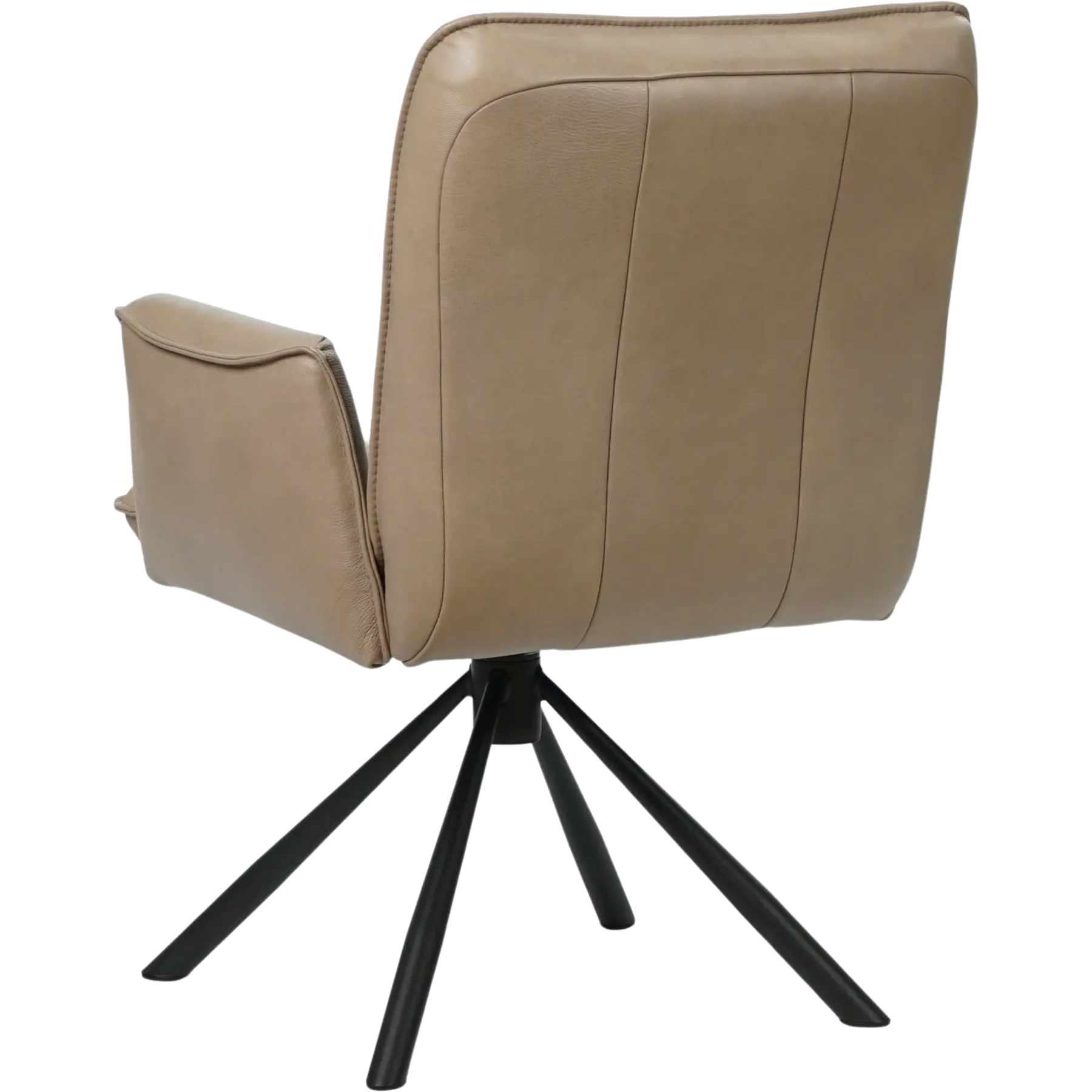 afbeelding van Leren draaibare eetkamerstoel Elite - Granada Taupe (taupe/bruin) - Spinpoot staal rond zwart