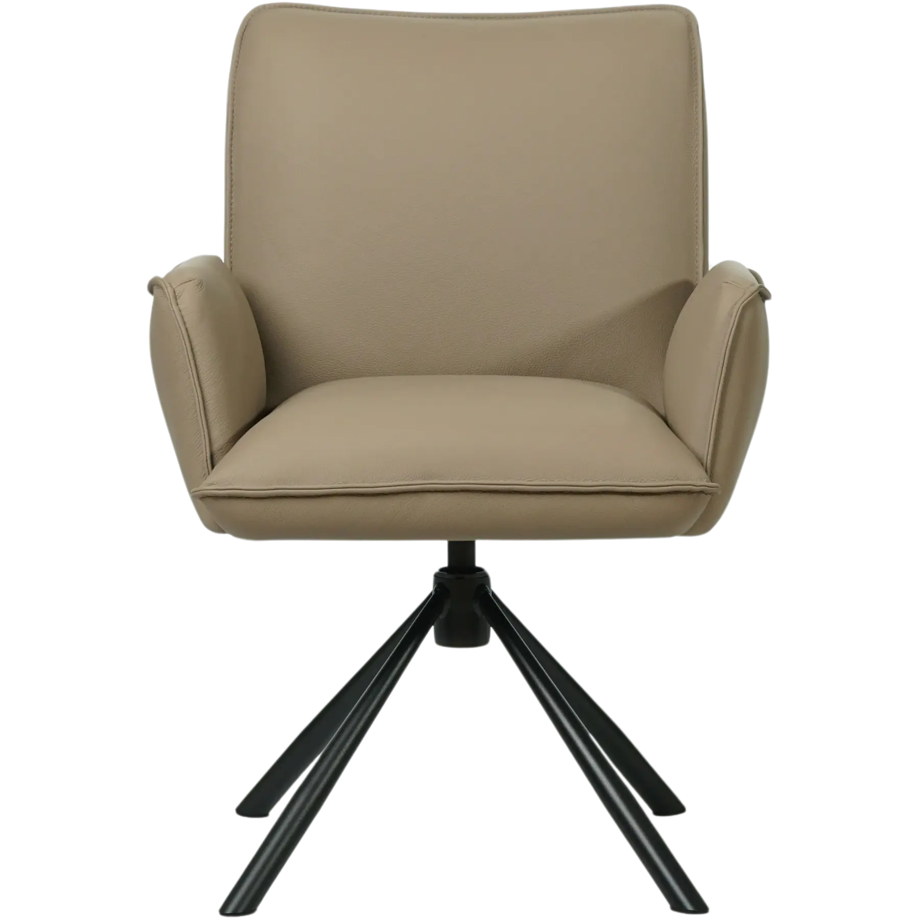 afbeelding van Leren draaibare eetkamerstoel Elite - Hermes Mocca (taupe/bruin) - Spinpoot staal rond zwart