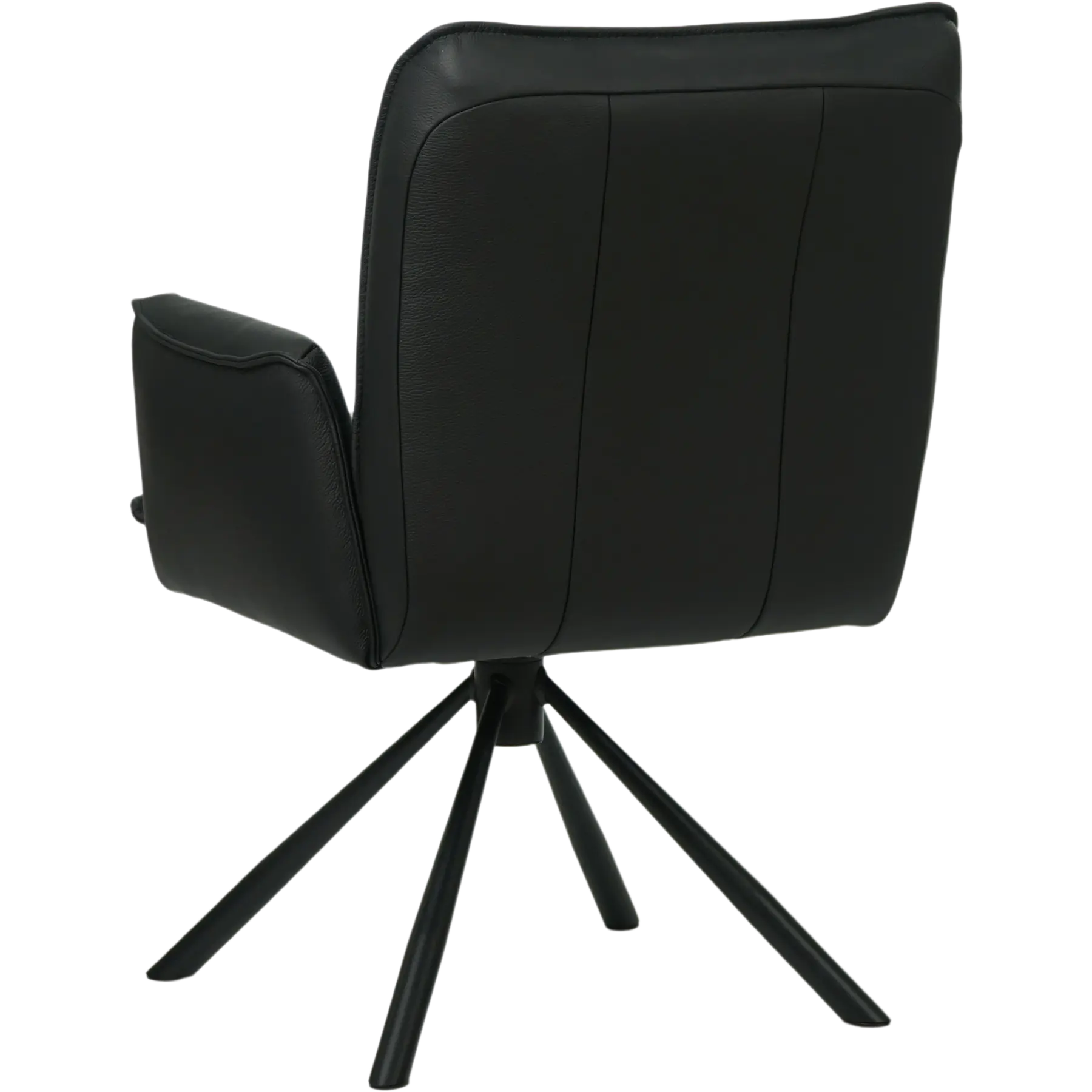 afbeelding van Leren draaibare eetkamerstoel Elite - Hermes Nero (zwart) - Spinpoot staal rond zwart