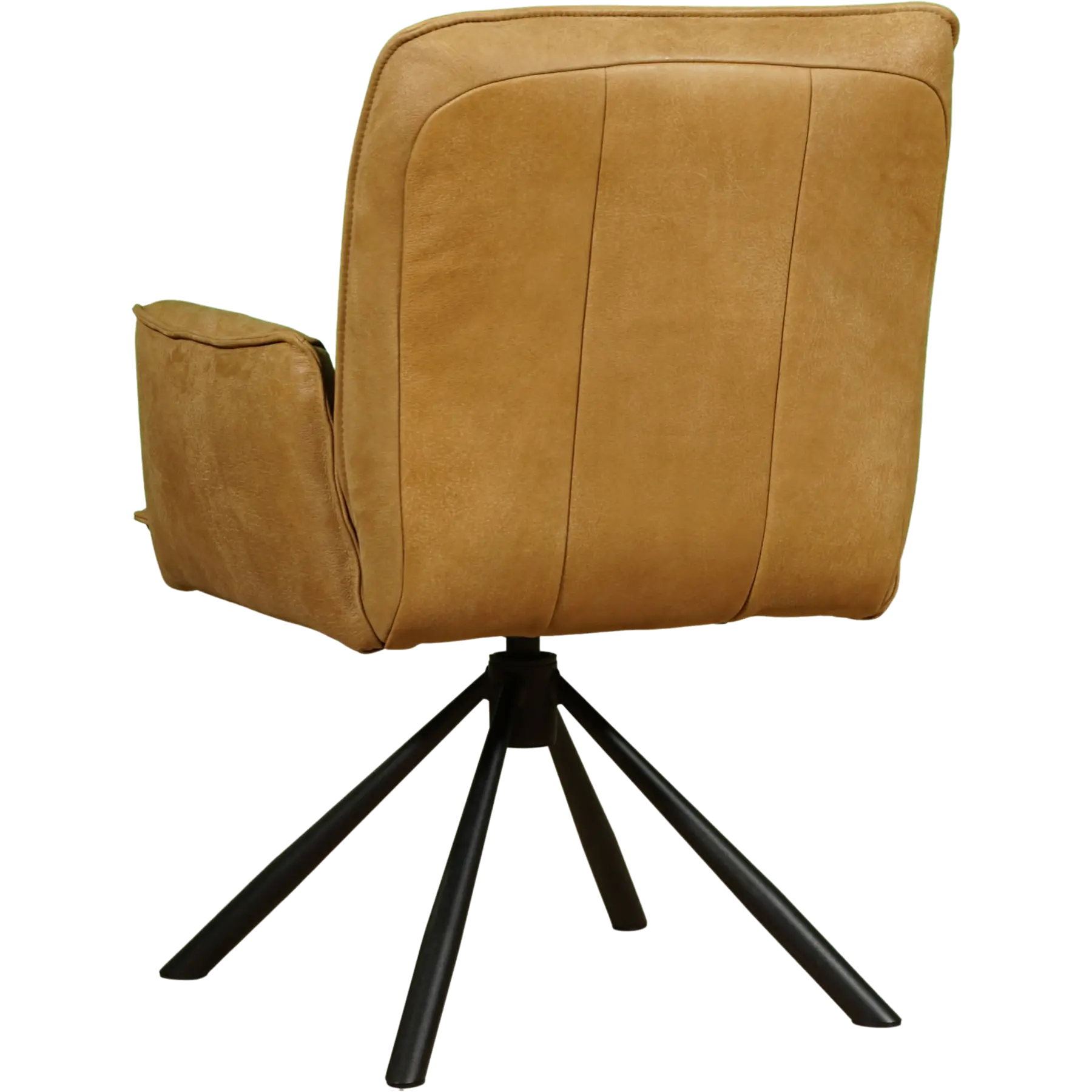 afbeelding van Leren draaibare eetkamerstoel Elite - Kenia Walnut (cognac) - Spinpoot staal rond zwart