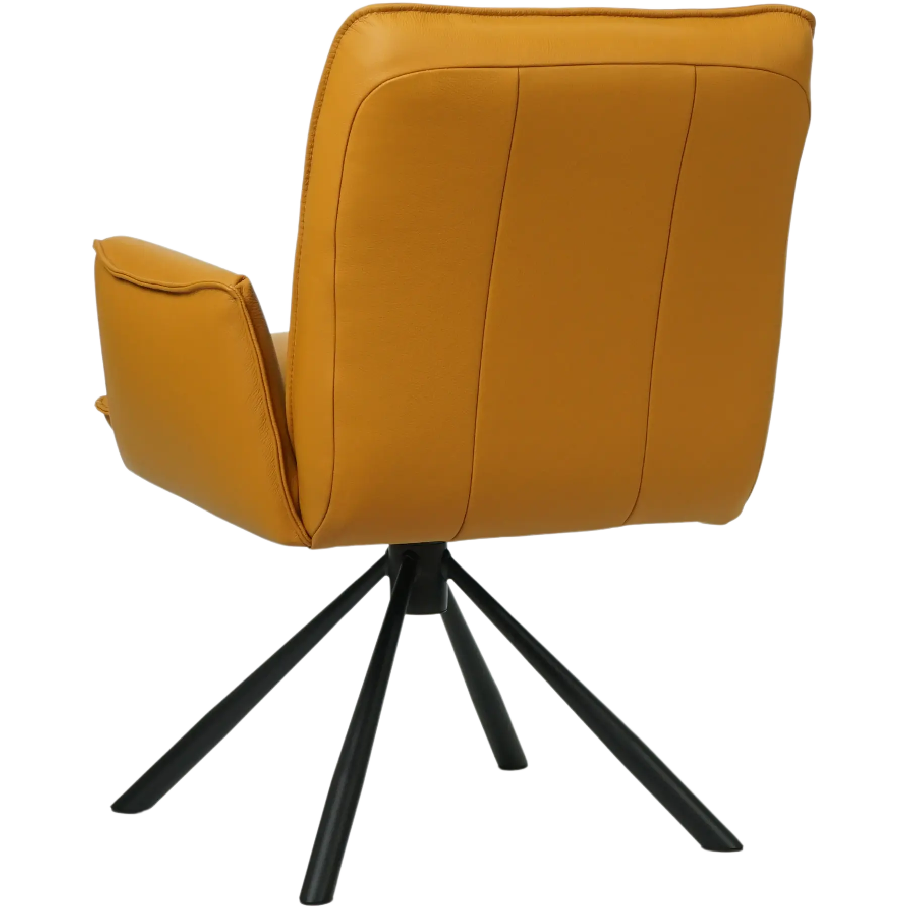 afbeelding van Leren draaibare eetkamerstoel Elite - Toledo Leem (geel/bruin) - Spinpoot staal rond zwart