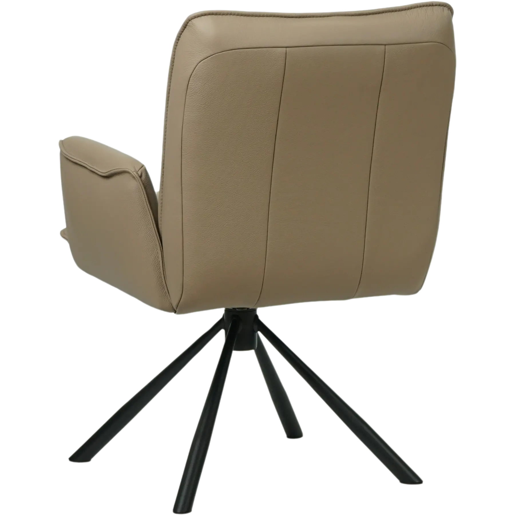 afbeelding van Leren draaibare eetkamerstoel Elite - Toledo Mocca (taupe/bruin) - Spinpoot staal rond zwart