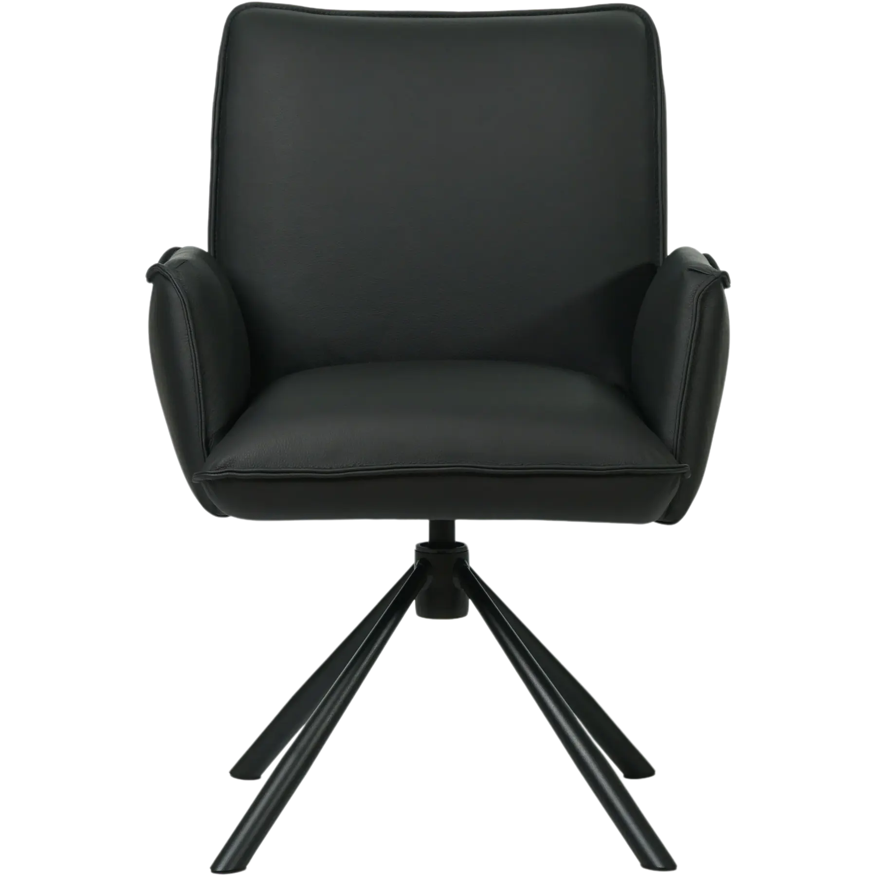 afbeelding van Leren draaibare eetkamerstoel Elite - Toledo Nero (zwart) - Spinpoot staal rond zwart