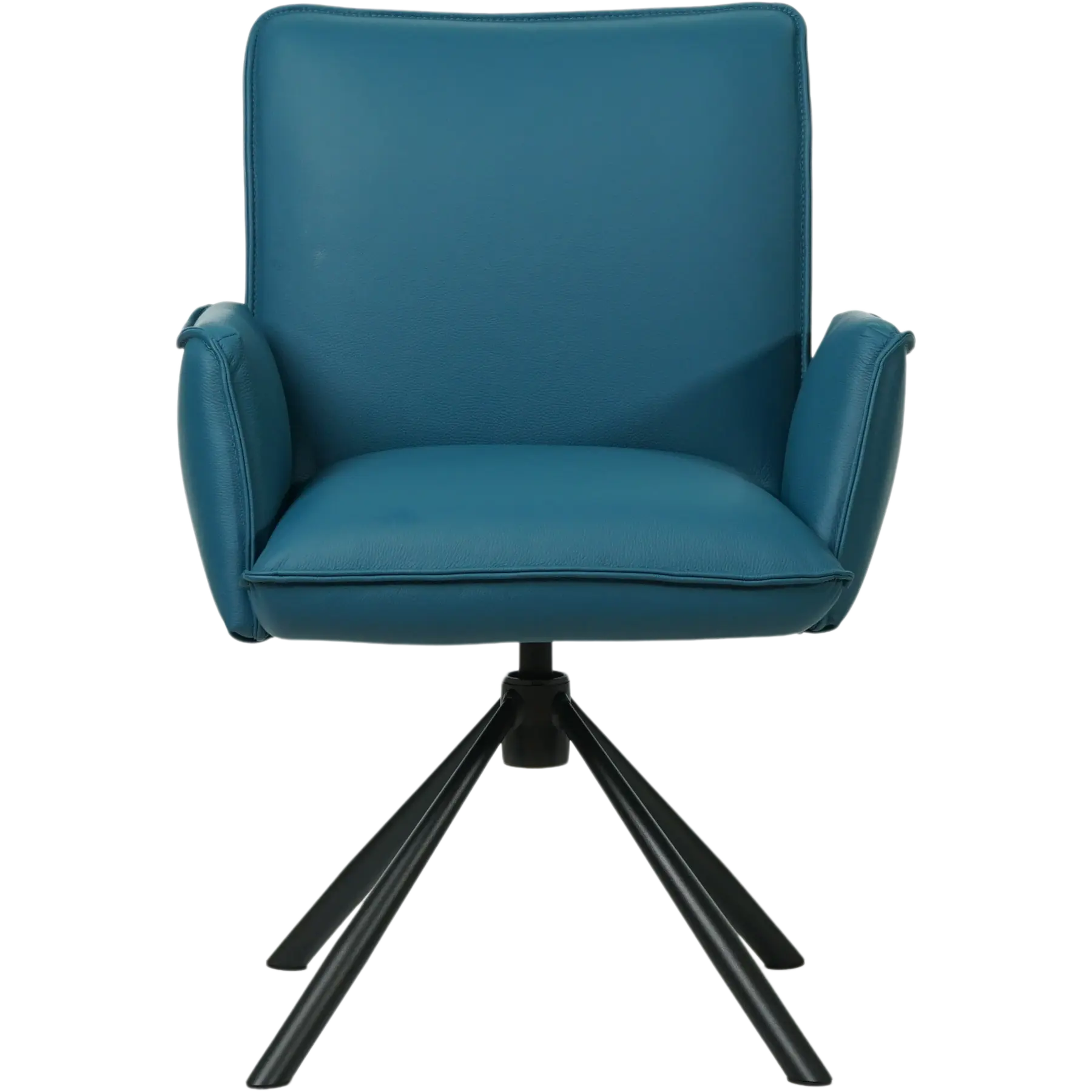 afbeelding van Leren draaibare eetkamerstoel Elite - Toledo Turquoise (blauw) - Spinpoot staal rond zwart