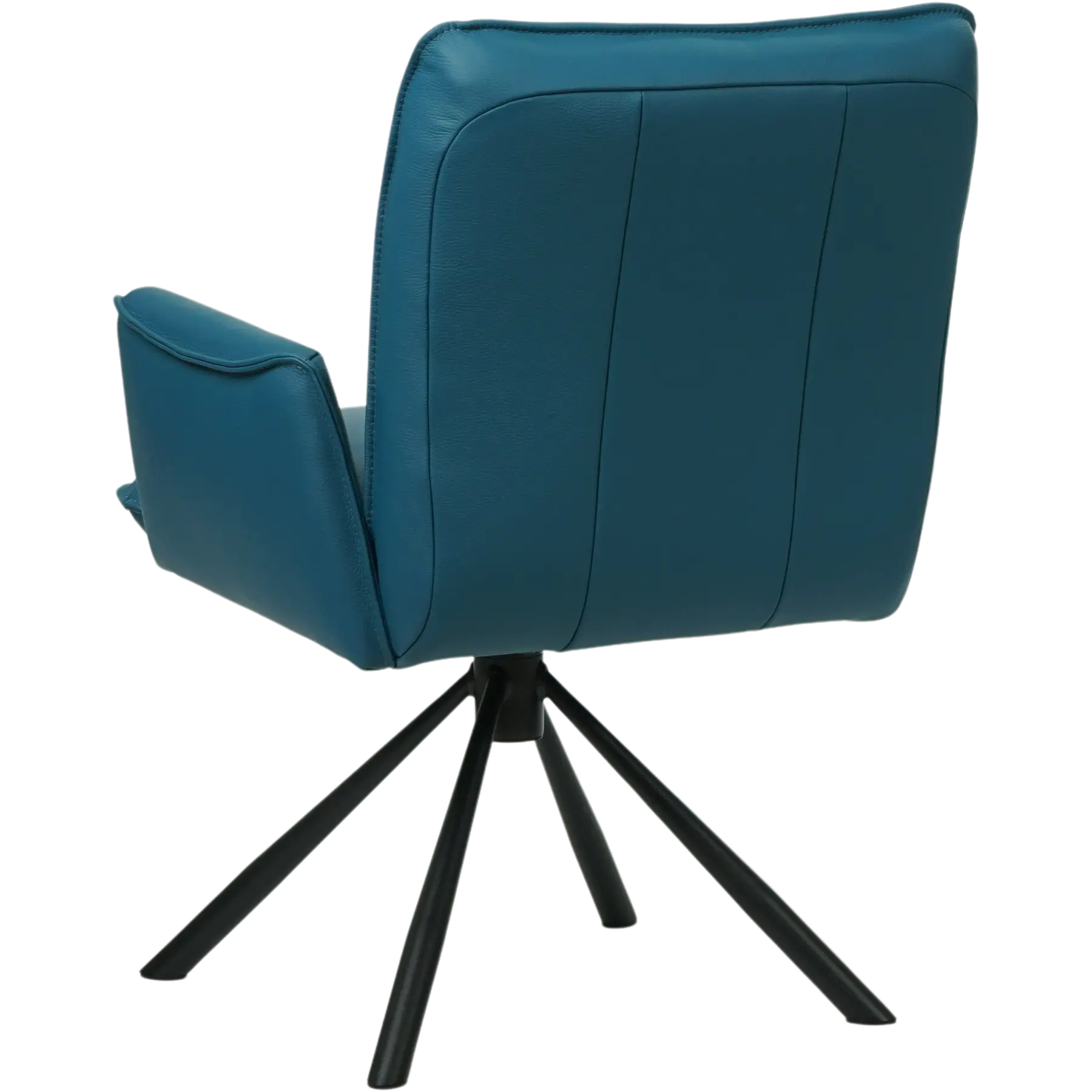 afbeelding van Leren draaibare eetkamerstoel Elite - Toledo Turquoise (blauw) - Spinpoot staal rond zwart