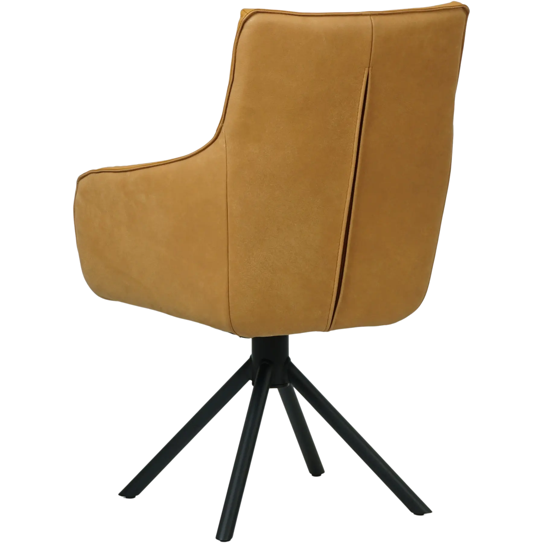 afbeelding van Leren draaibare eetkamerstoel Fancy Duo - Kenia Cognac en Toledo Leem - Spinpoot staal rond zwart