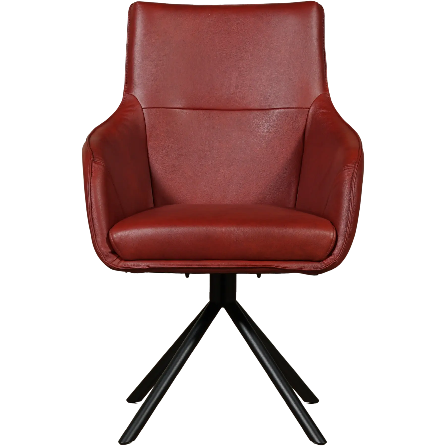 afbeelding van Leren draaibare eetkamerstoel Fancy - Granada Rouge (rood) - Spinpoot staal rond zwart