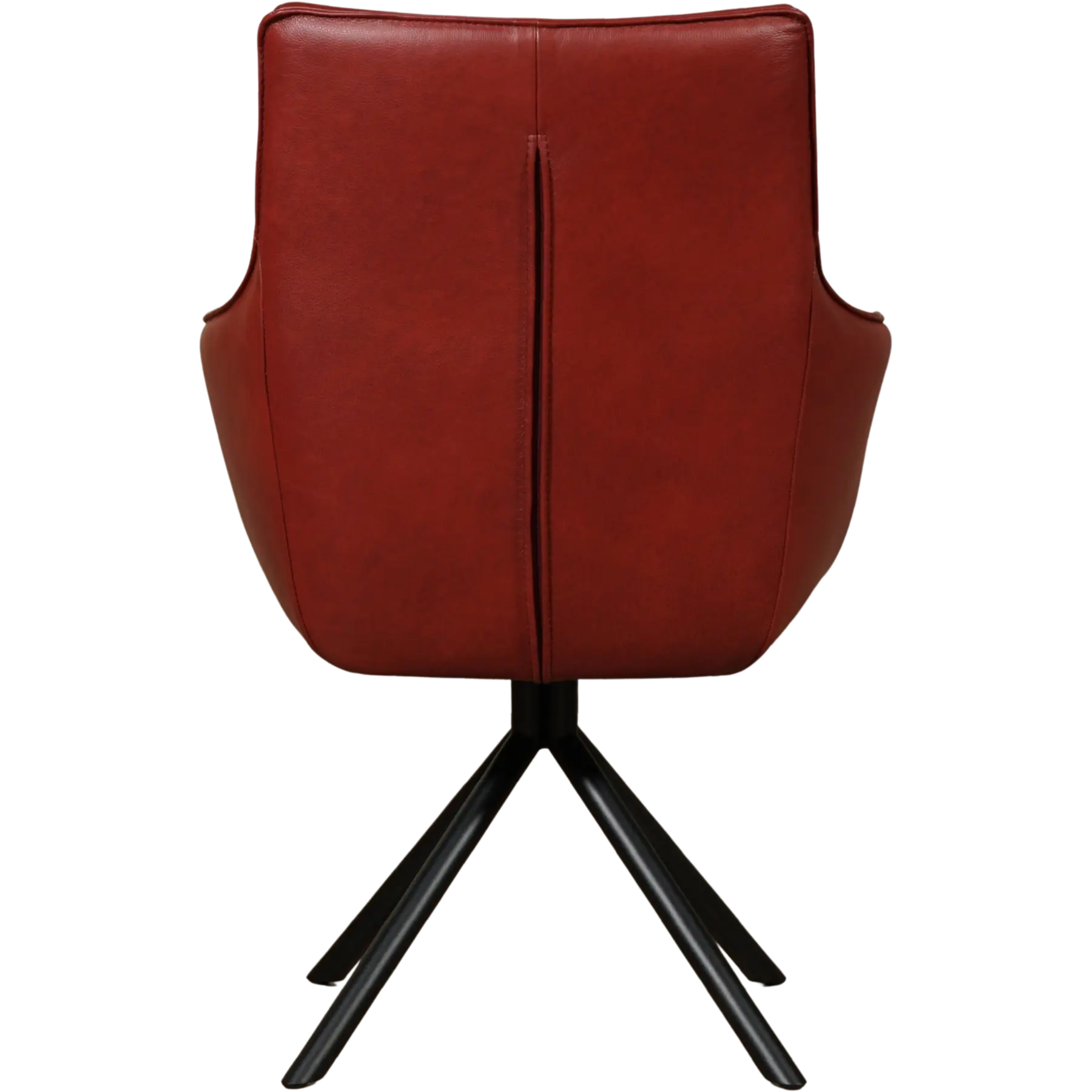 afbeelding van Leren draaibare eetkamerstoel Fancy - Granada Rouge (rood) - Spinpoot staal rond zwart