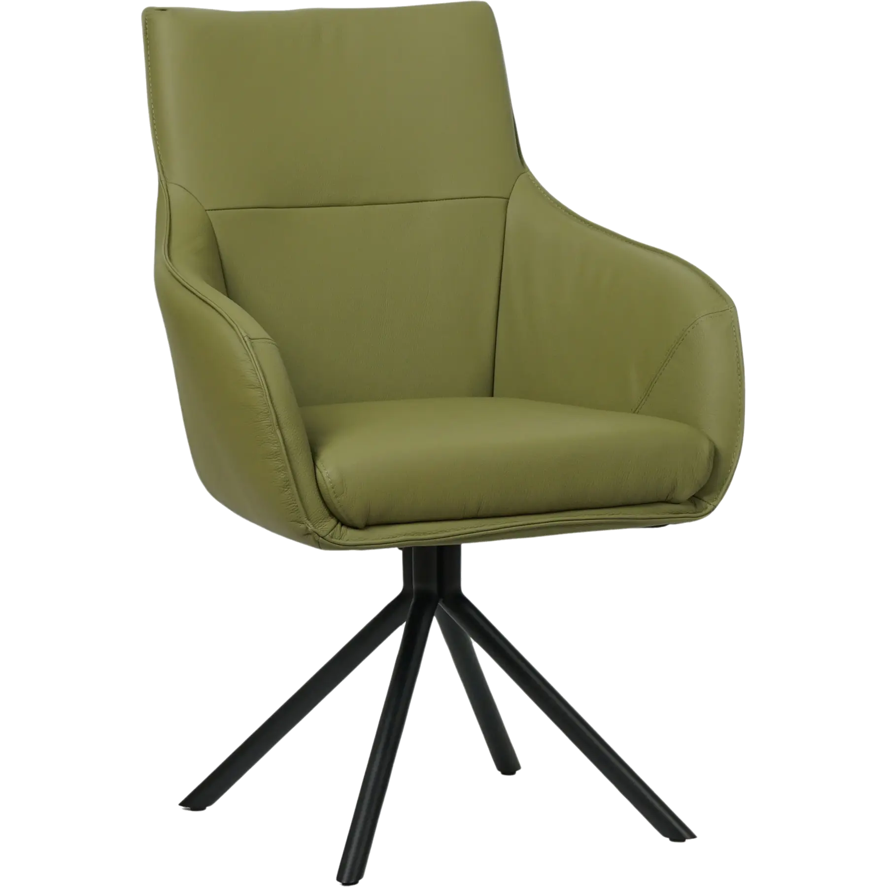 afbeelding van Leren draaibare eetkamerstoel Fancy - Toledo Apple Green (groen) - Spinpoot staal rond zwart